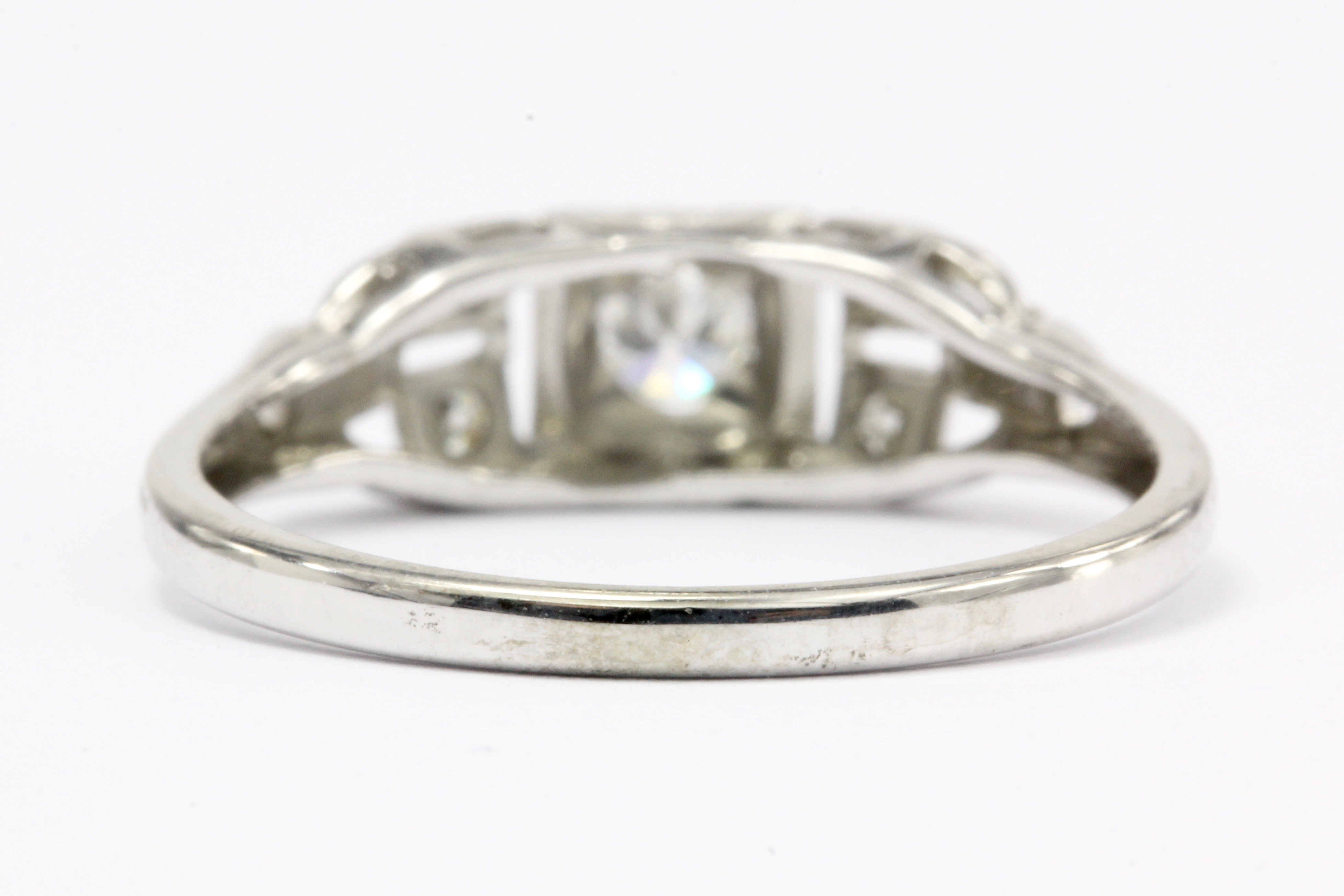 Art Deco 18K White Gold Diamond Engagement Ring c.1920's - Queen May
