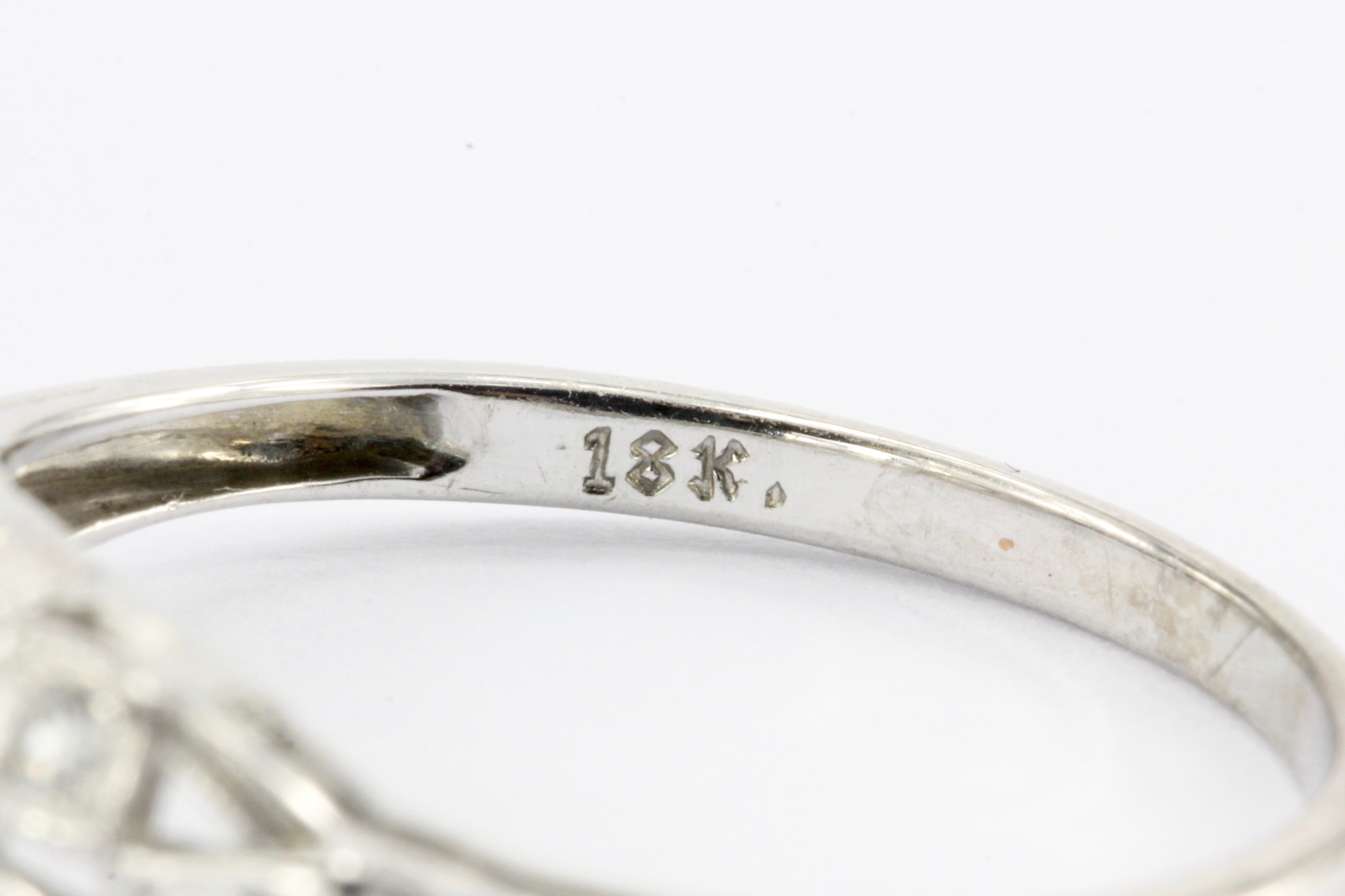 Art Deco 18K White Gold Diamond Engagement Ring c.1920's - Queen May