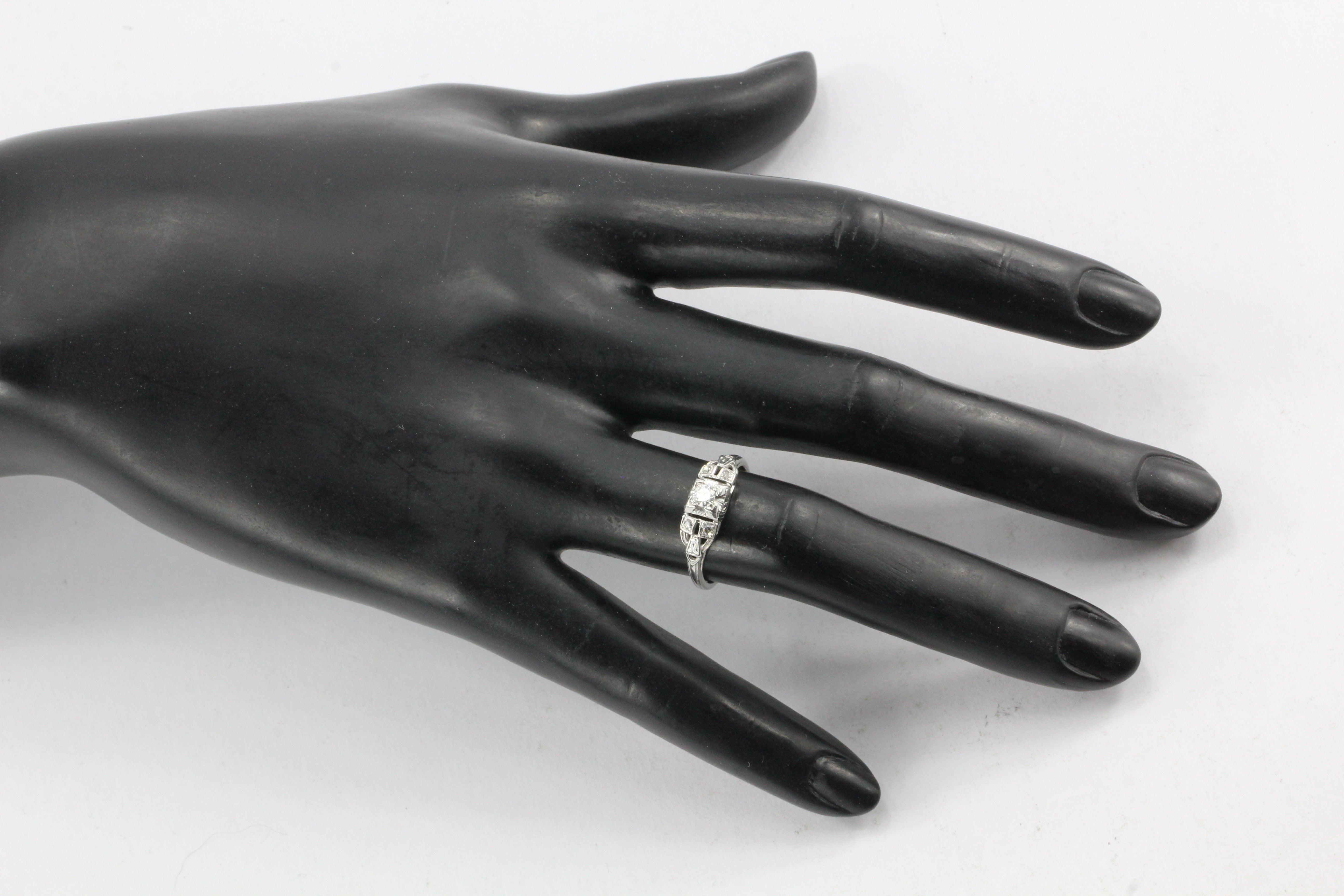 Art Deco 18K White Gold Diamond Engagement Ring c.1920's - Queen May