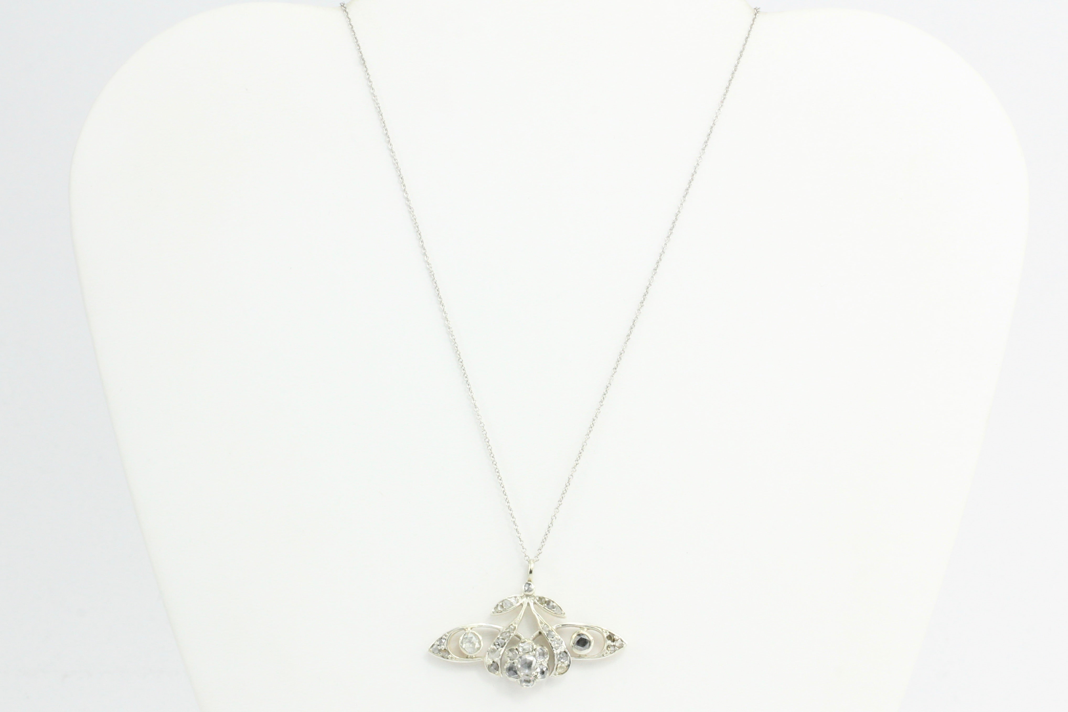 Georgian 14k Gold & Silver Top Rose Cut Diamond Pendant c.1820 - Queen May
