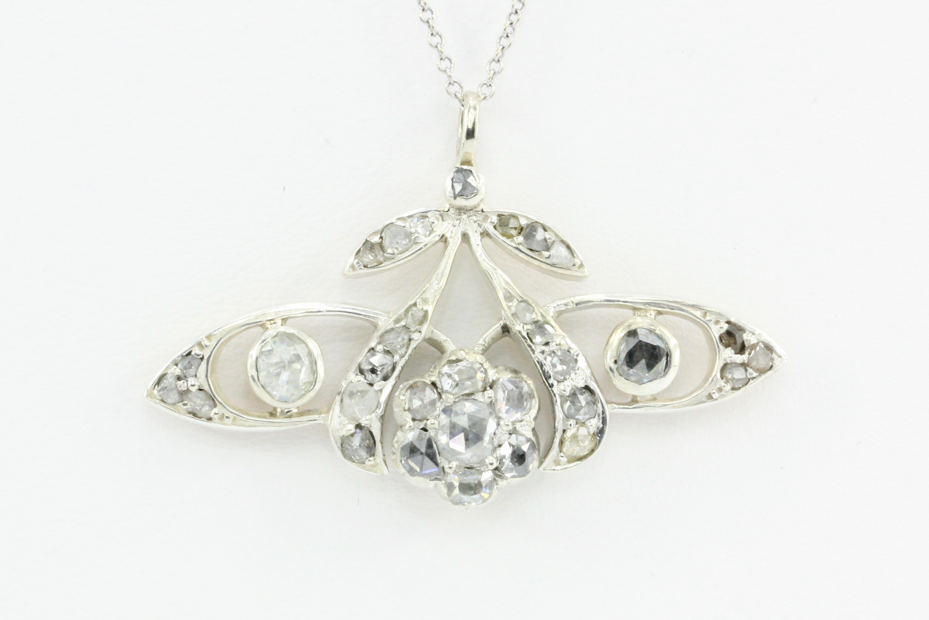Georgian 14k Gold & Silver Top Rose Cut Diamond Pendant c.1820 - Queen May