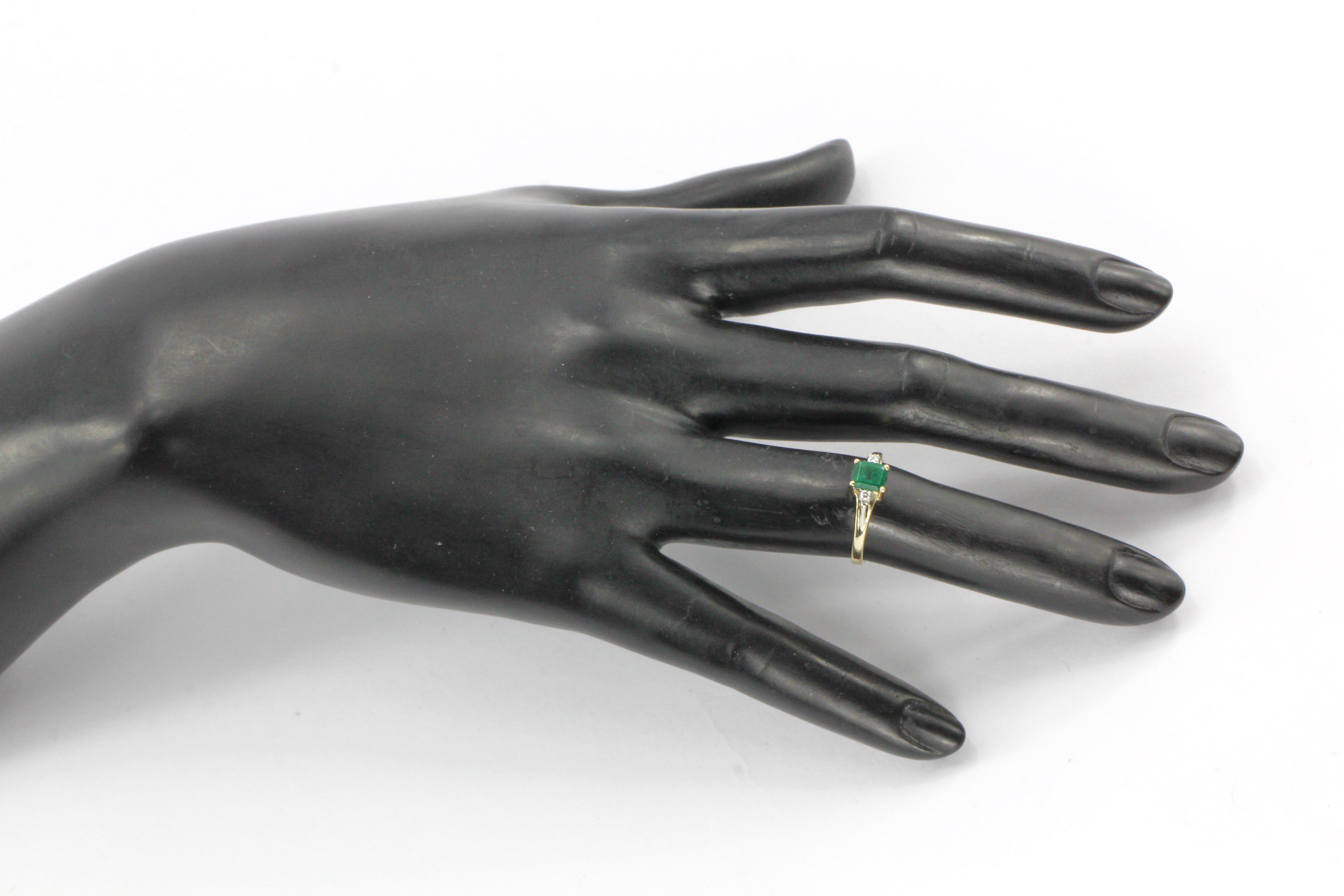 14k Yellow Gold .60 CTW Natural Emerald and Diamond Ring - Queen May