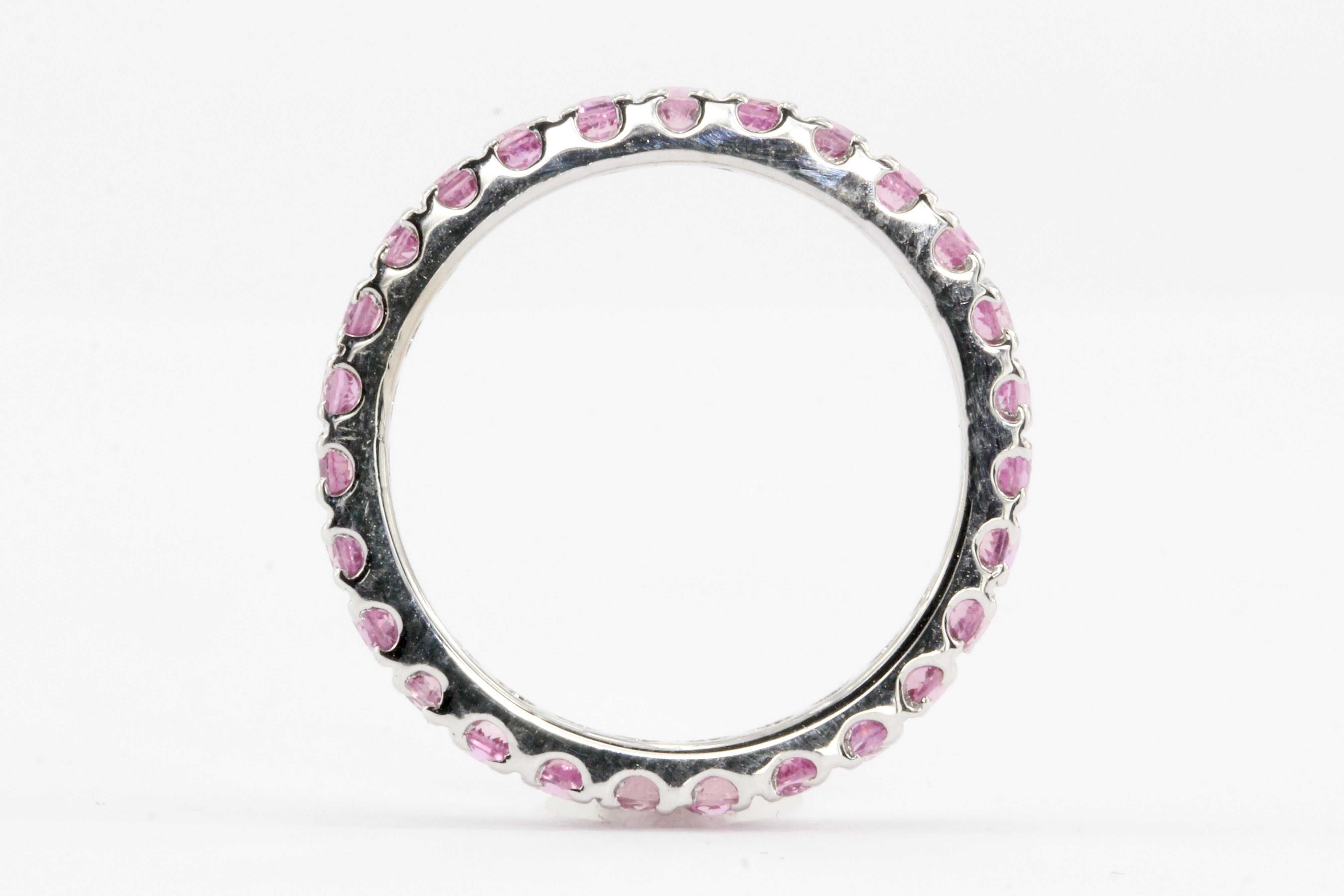 18K White Gold 1 CTW Pink Sapphire Band - Queen May