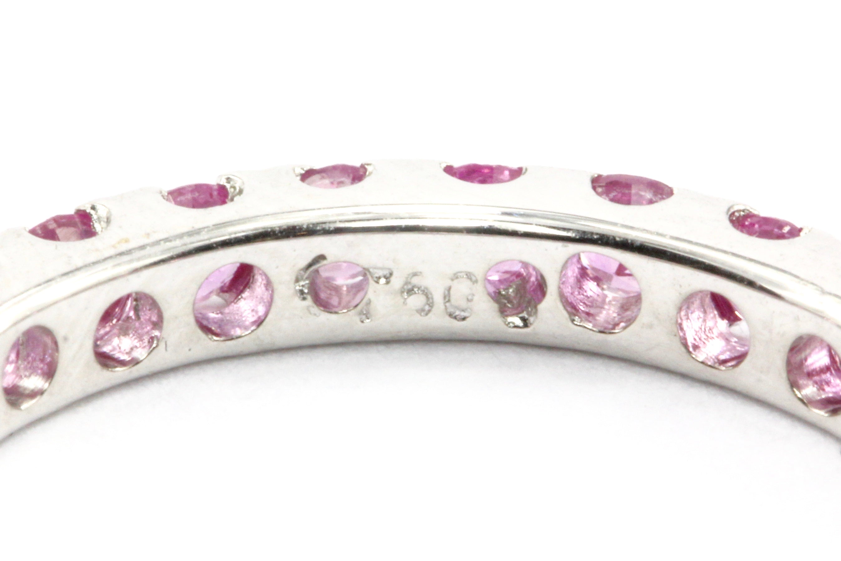 18K White Gold 1 CTW Pink Sapphire Band - Queen May