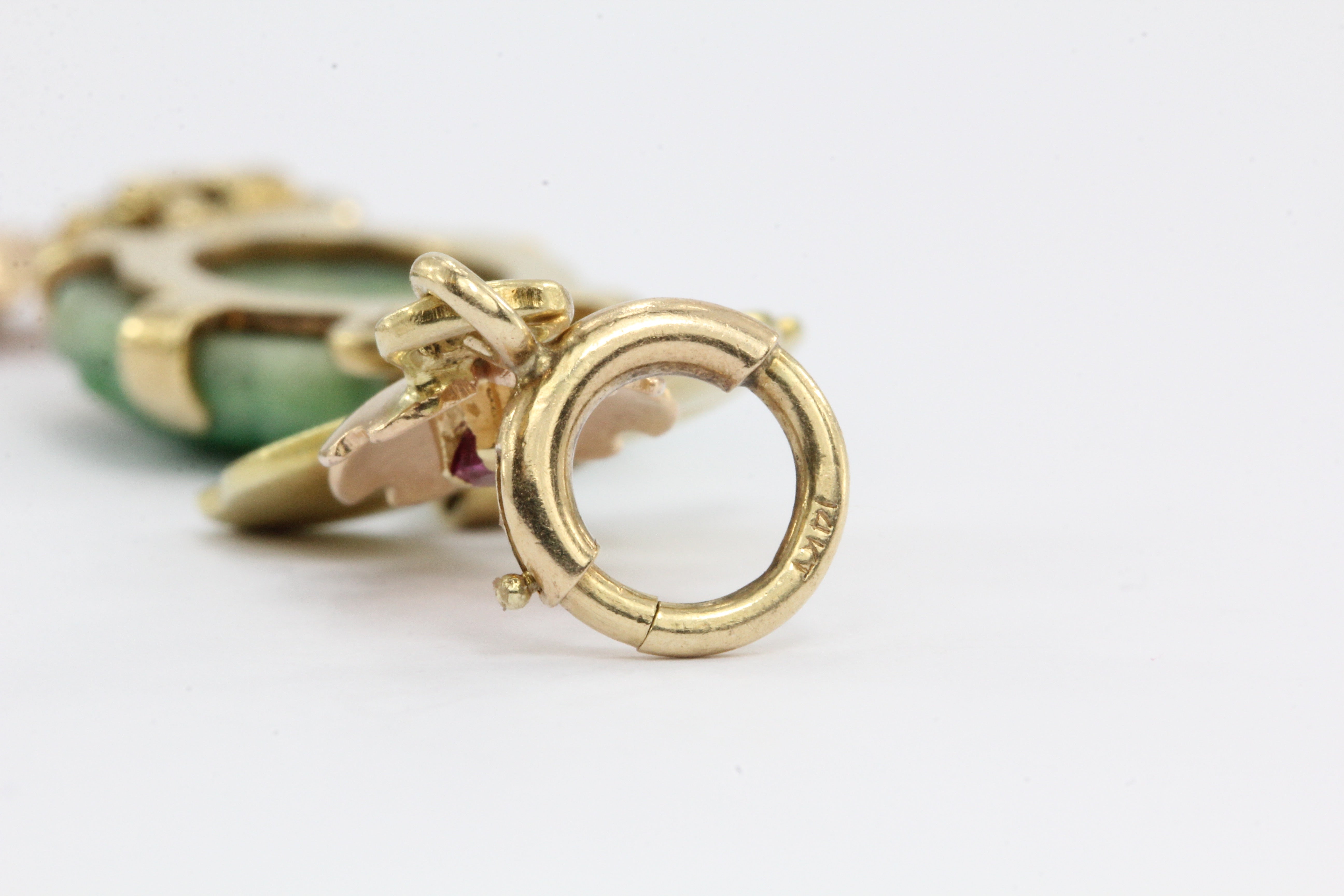 Tiffany & Co 14K Yellow and Rose Gold Jade and Ruby Floral Link Bracelet - Queen May