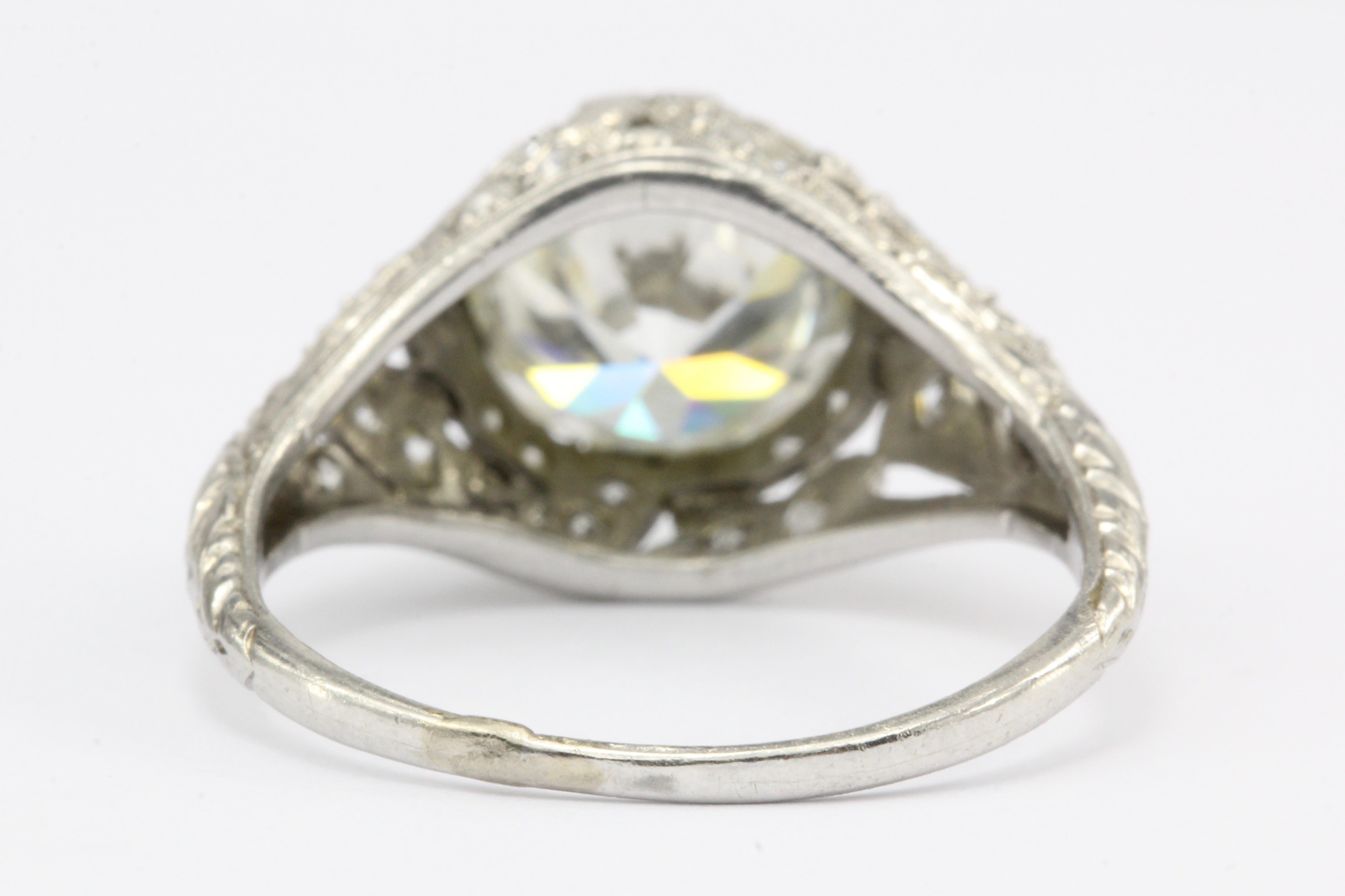 Art Deco Platinum 2.5 Carat Old European Cut Diamond Engagement Ring IGI - Queen May