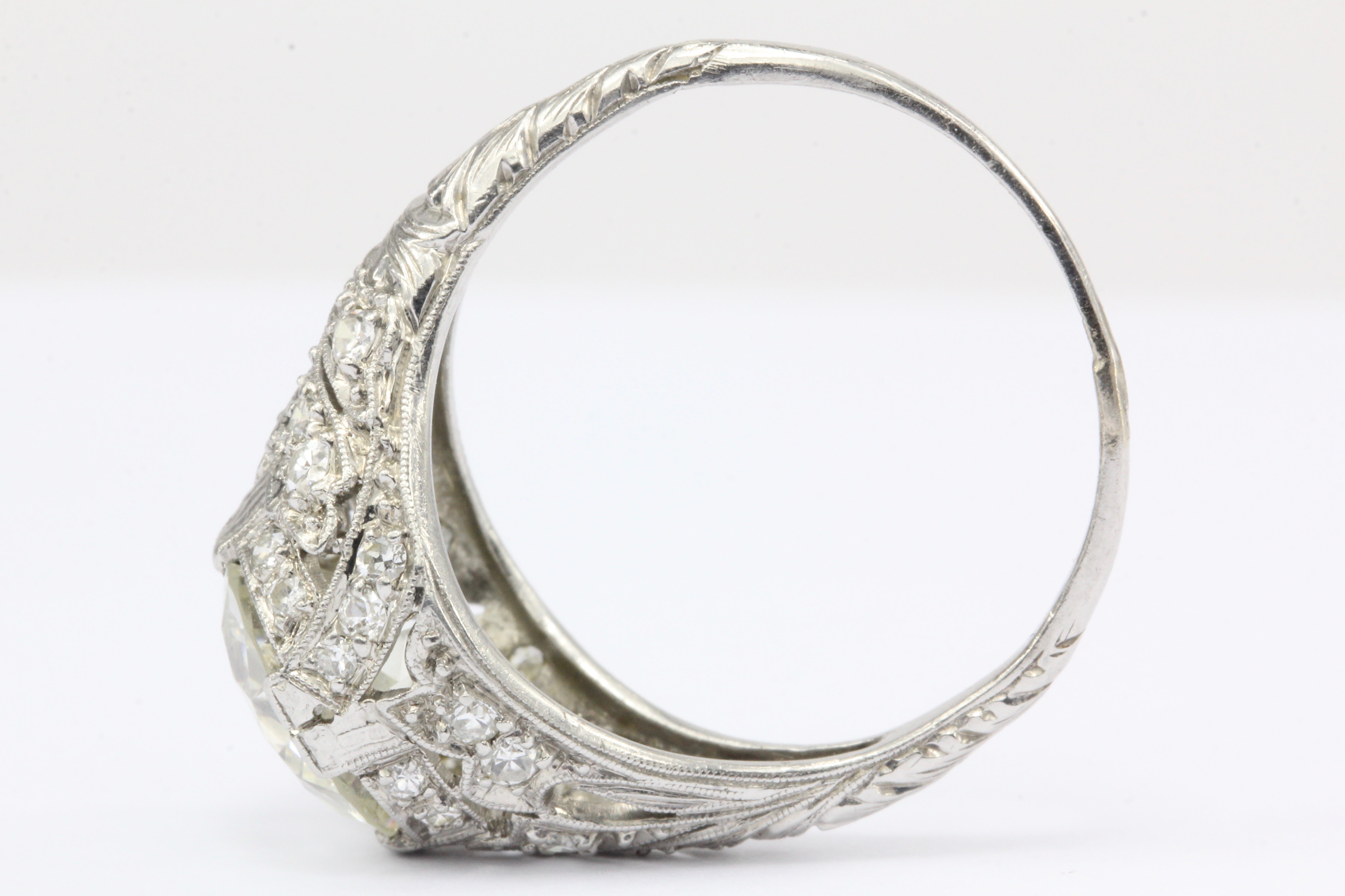 Art Deco Platinum 2.5 Carat Old European Cut Diamond Engagement Ring IGI - Queen May