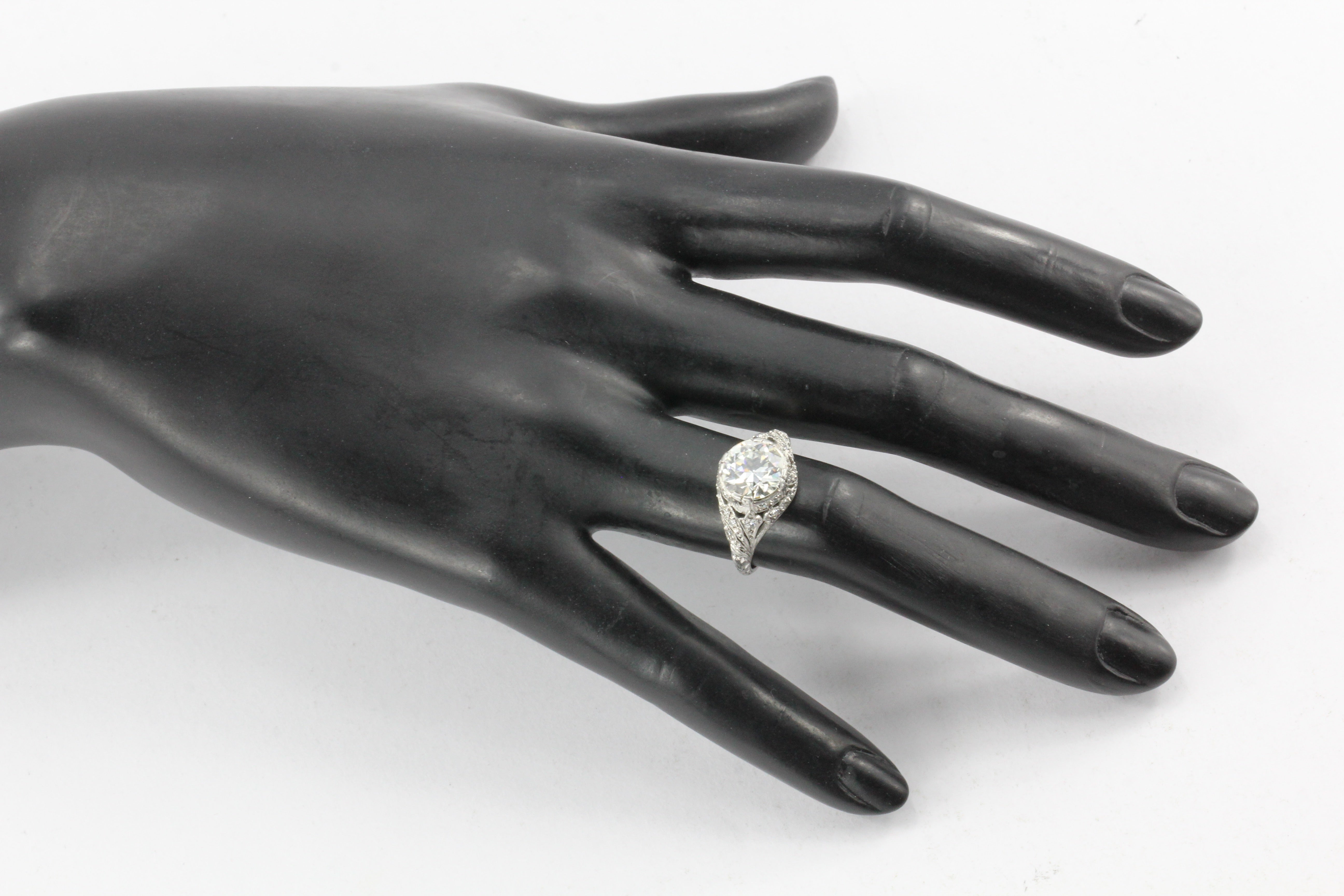 Art Deco Platinum 2.5 Carat Old European Cut Diamond Engagement Ring IGI - Queen May