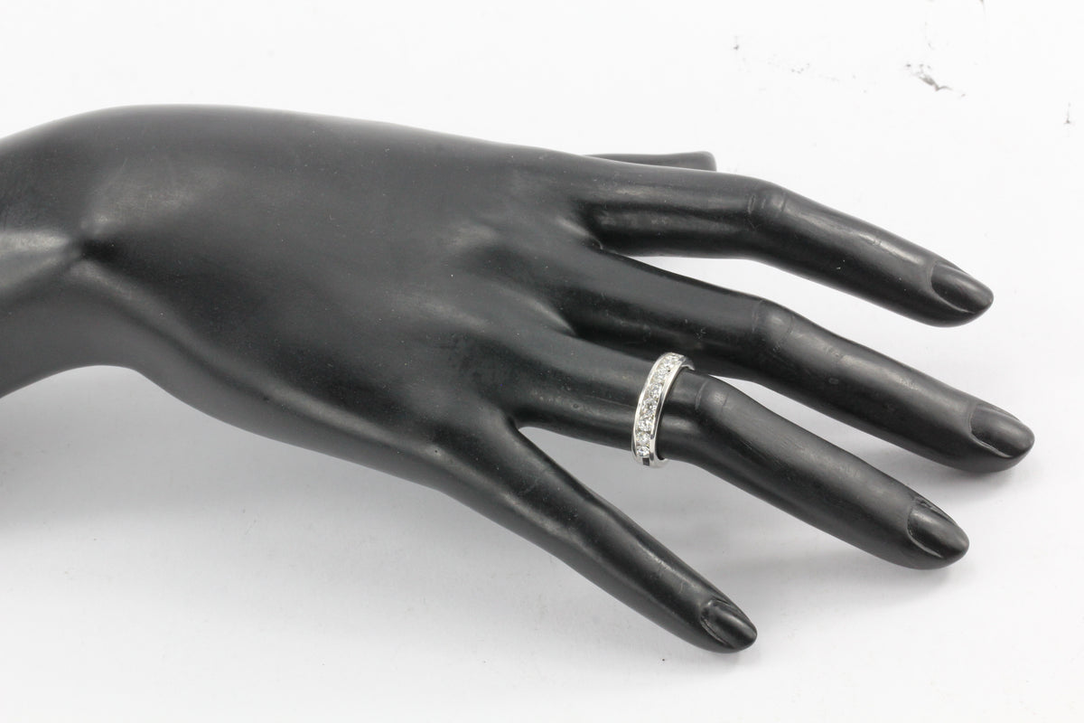 14K White Gold 1 CTW Diamond 1/2 Eternity Band Ring Size 6.75 - Queen May