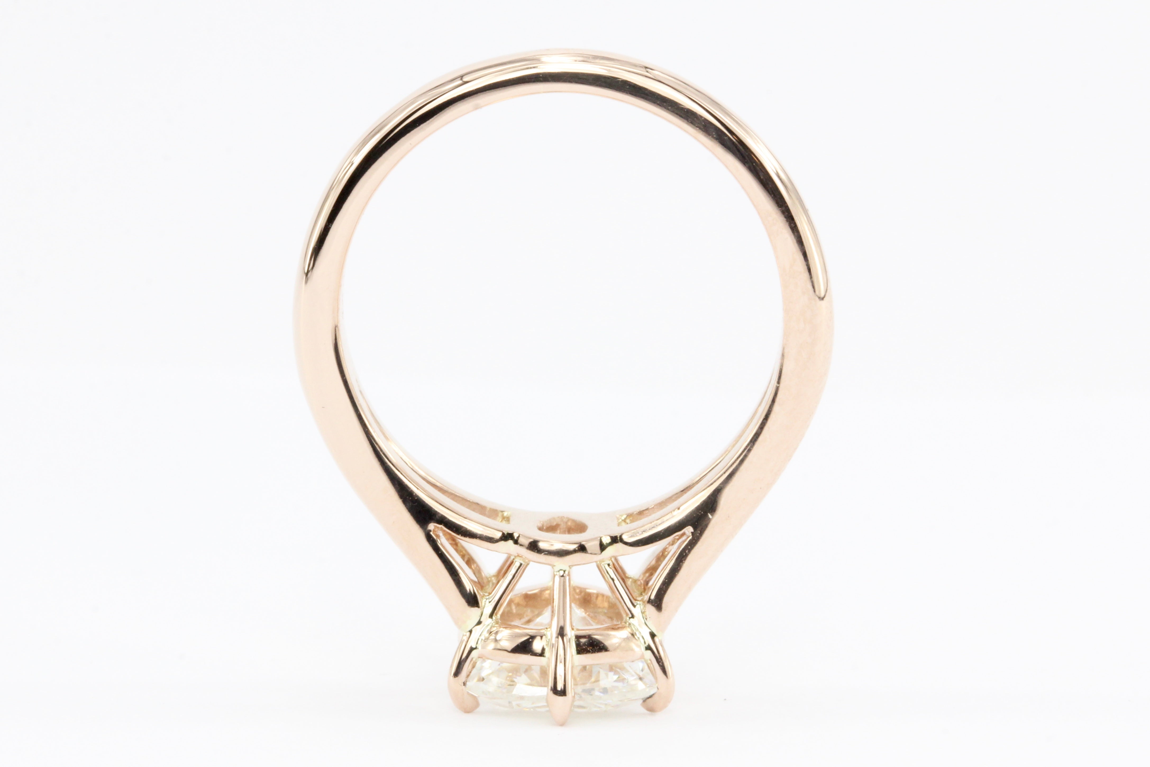 Handmade 14k Rose Gold Mounted 2.36CT Pear Shaped Diamond Ring - Queen May
