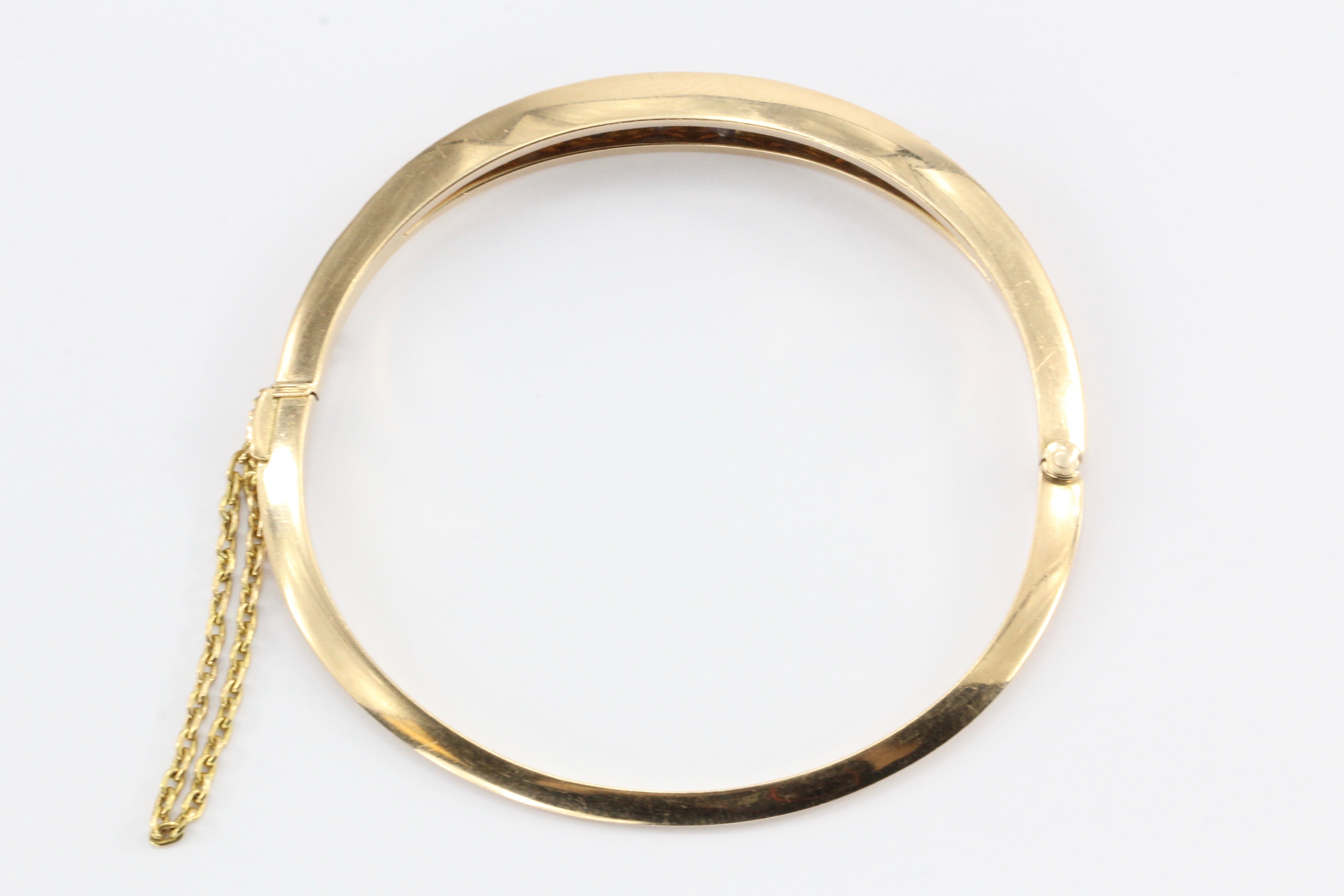 Victorian 15k Gold Natural Sapphire & Old Mine Diamond Bangle Bracelet c.1890's - Queen May