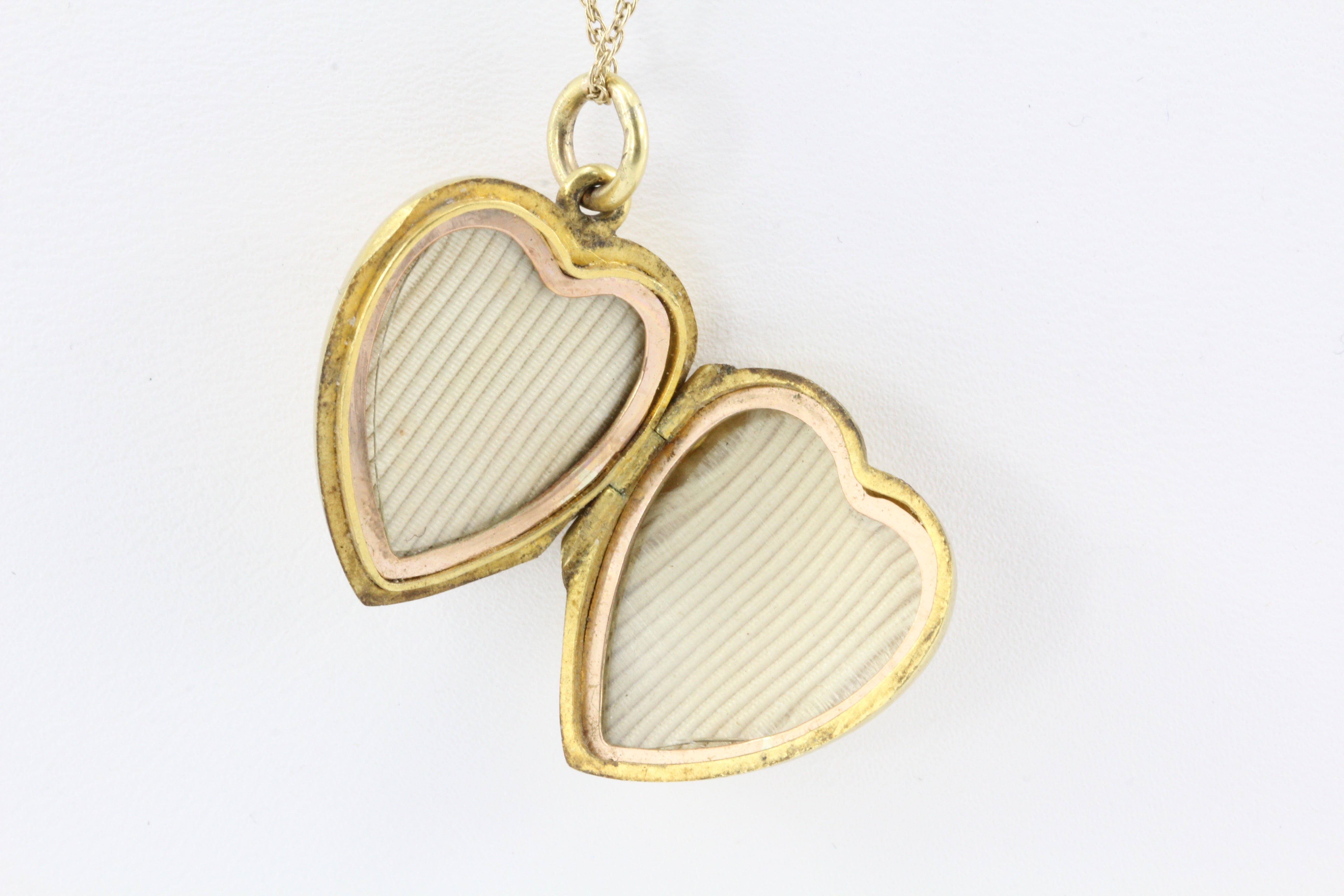Edwardian English 15K Gold Old Mine Cut Diamond Puffy Heart Locket Pendant c.1905 - Queen May