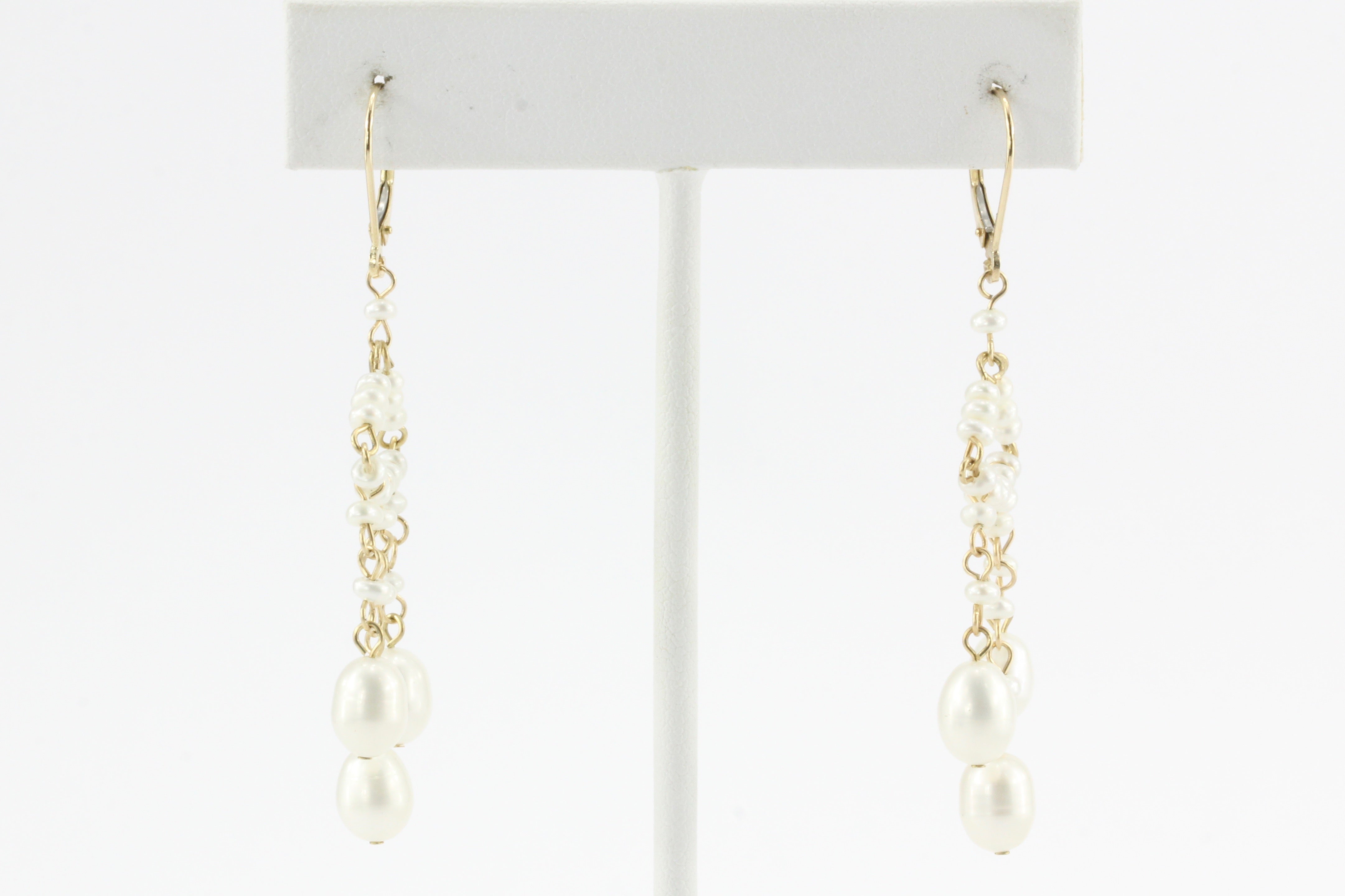 14K Gold Pearl Chandelier Drop Earrings - Queen May
