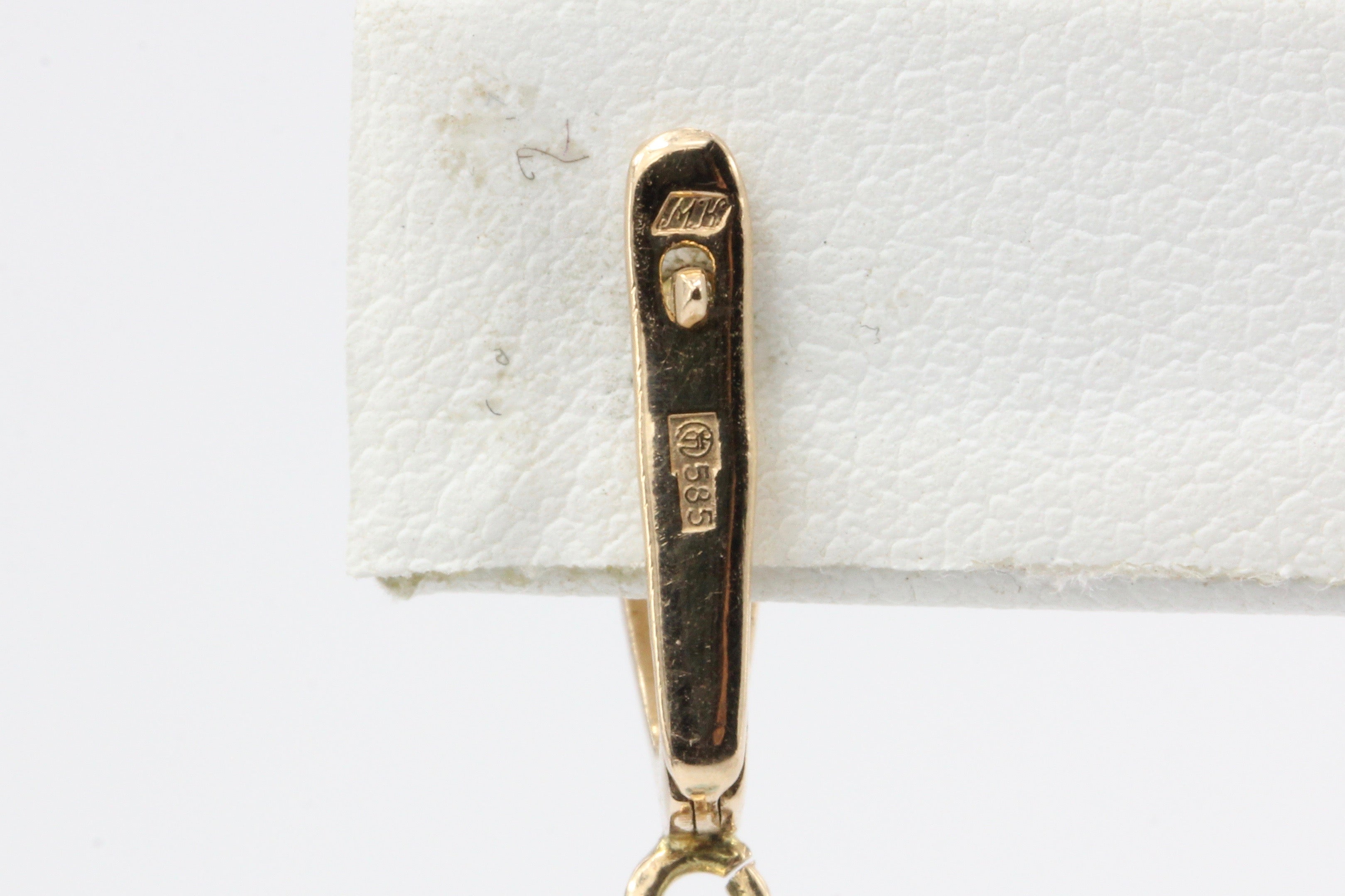 14K Rose Gold Belarus / Belarusian Diamond & Teal Glass Earrings - Queen May