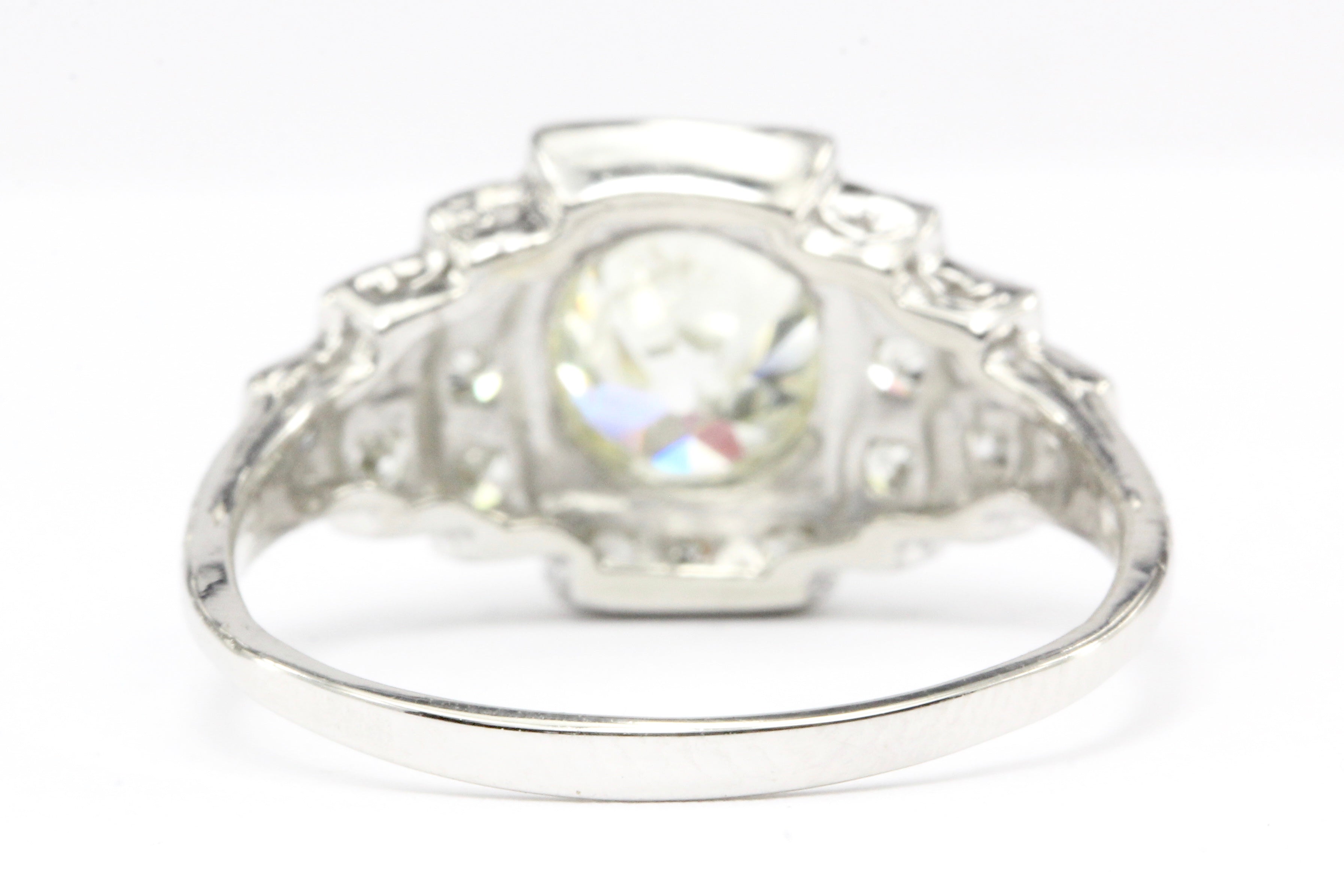 Art Deco Platinum 1.26CT Old European Cut Diamond Ring - Queen May