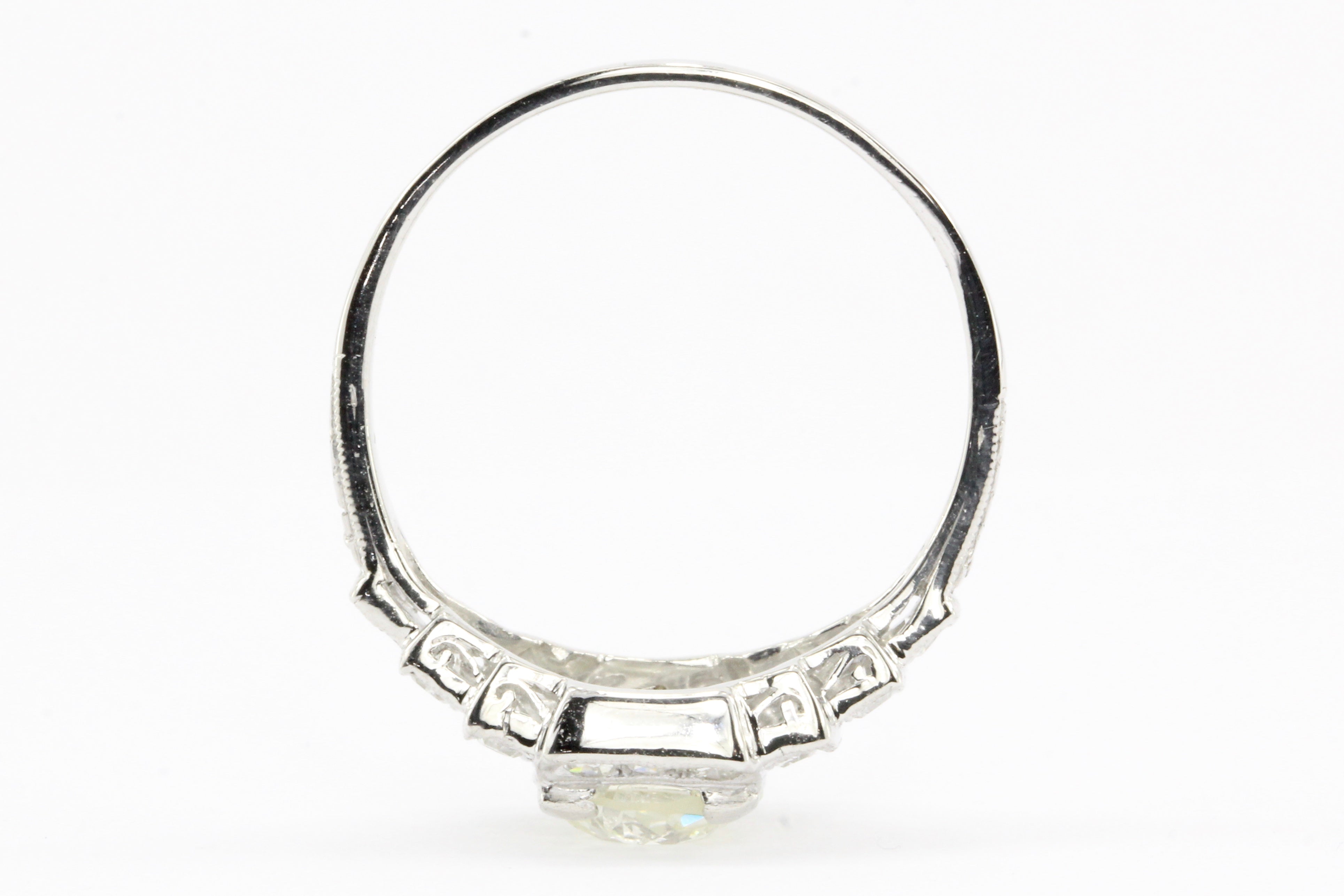 Art Deco Platinum 1.26CT Old European Cut Diamond Ring - Queen May