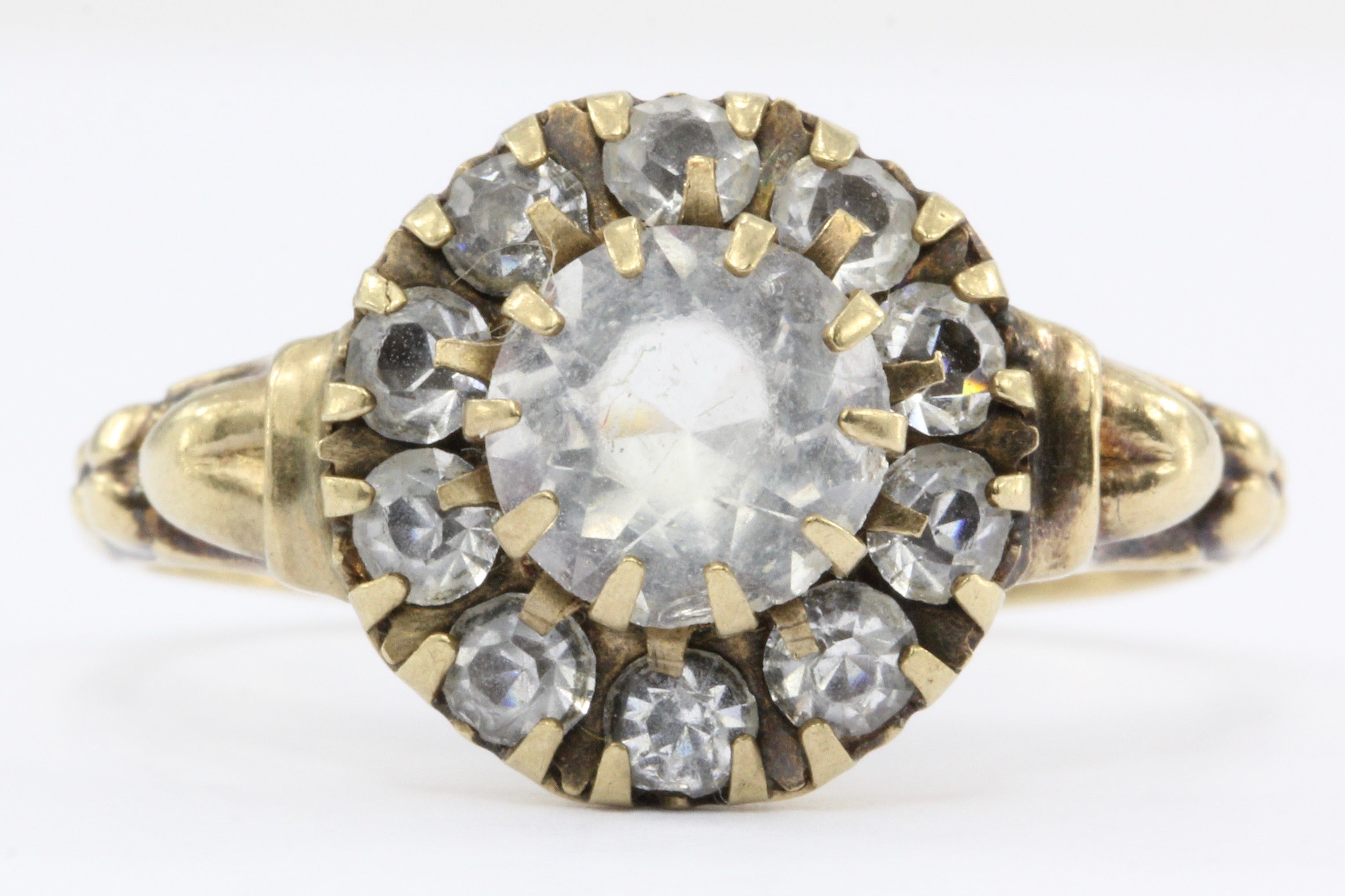 Victorian 10K Gold Paste Rosette Halo Ring c.1840 - Queen May