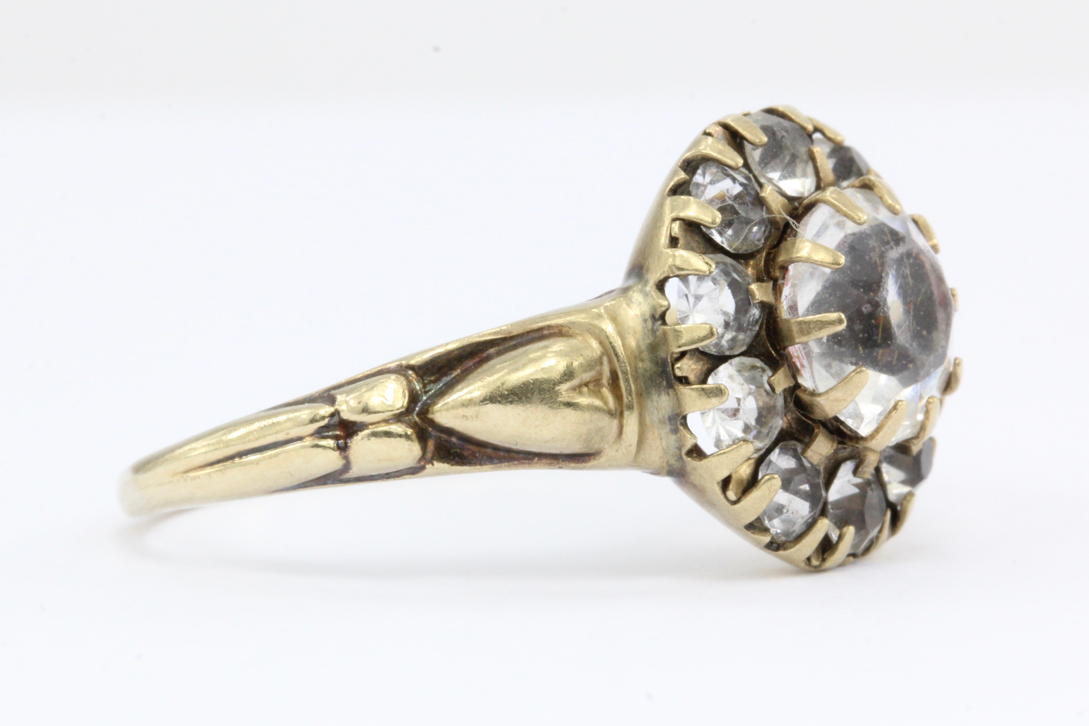 Victorian 10K Gold Paste Rosette Halo Ring c.1840 - Queen May