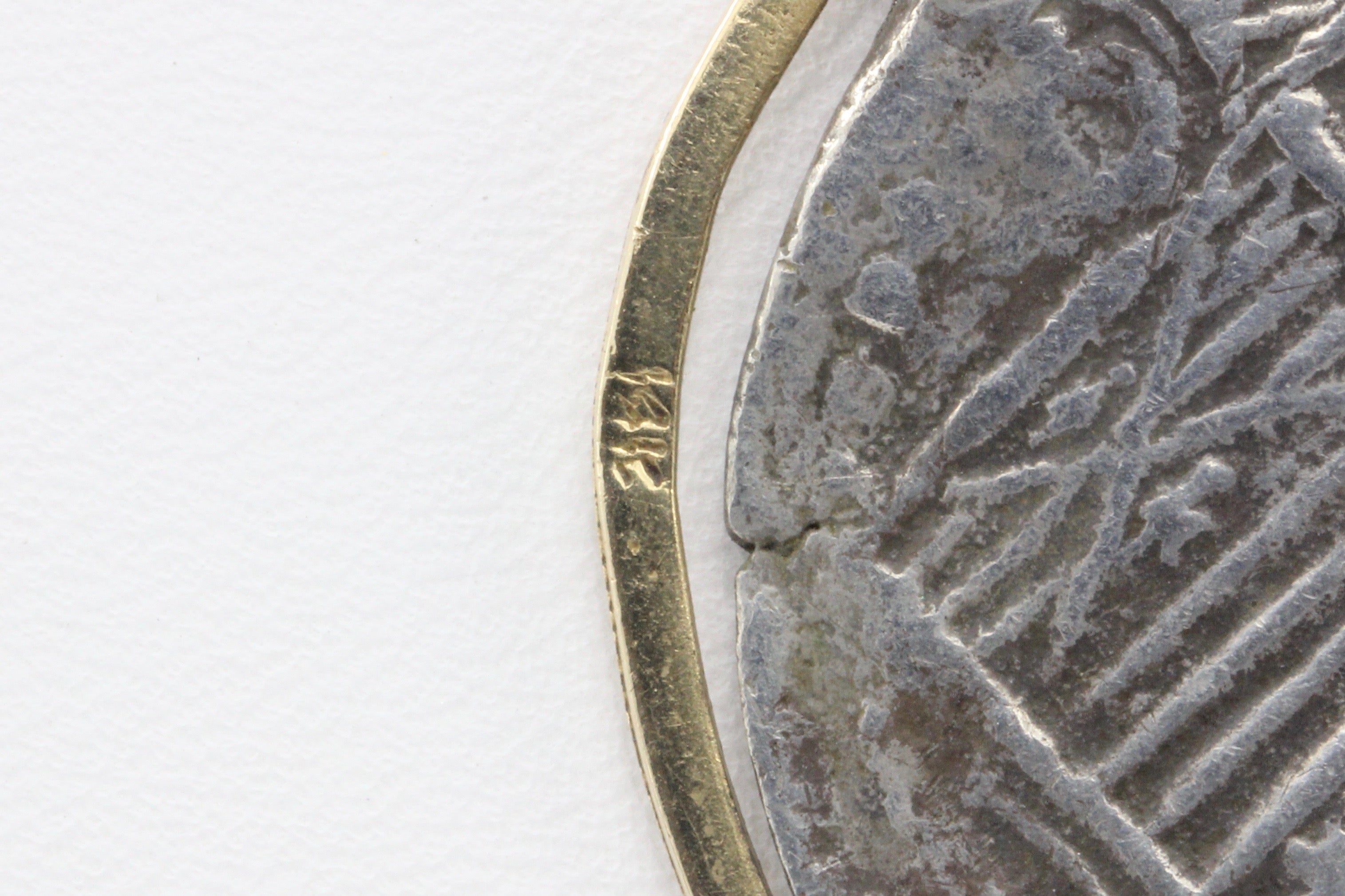 Spanish Silver 8 Reales / Piece of 8 in 14K Gold Bezel Pendant - Queen May