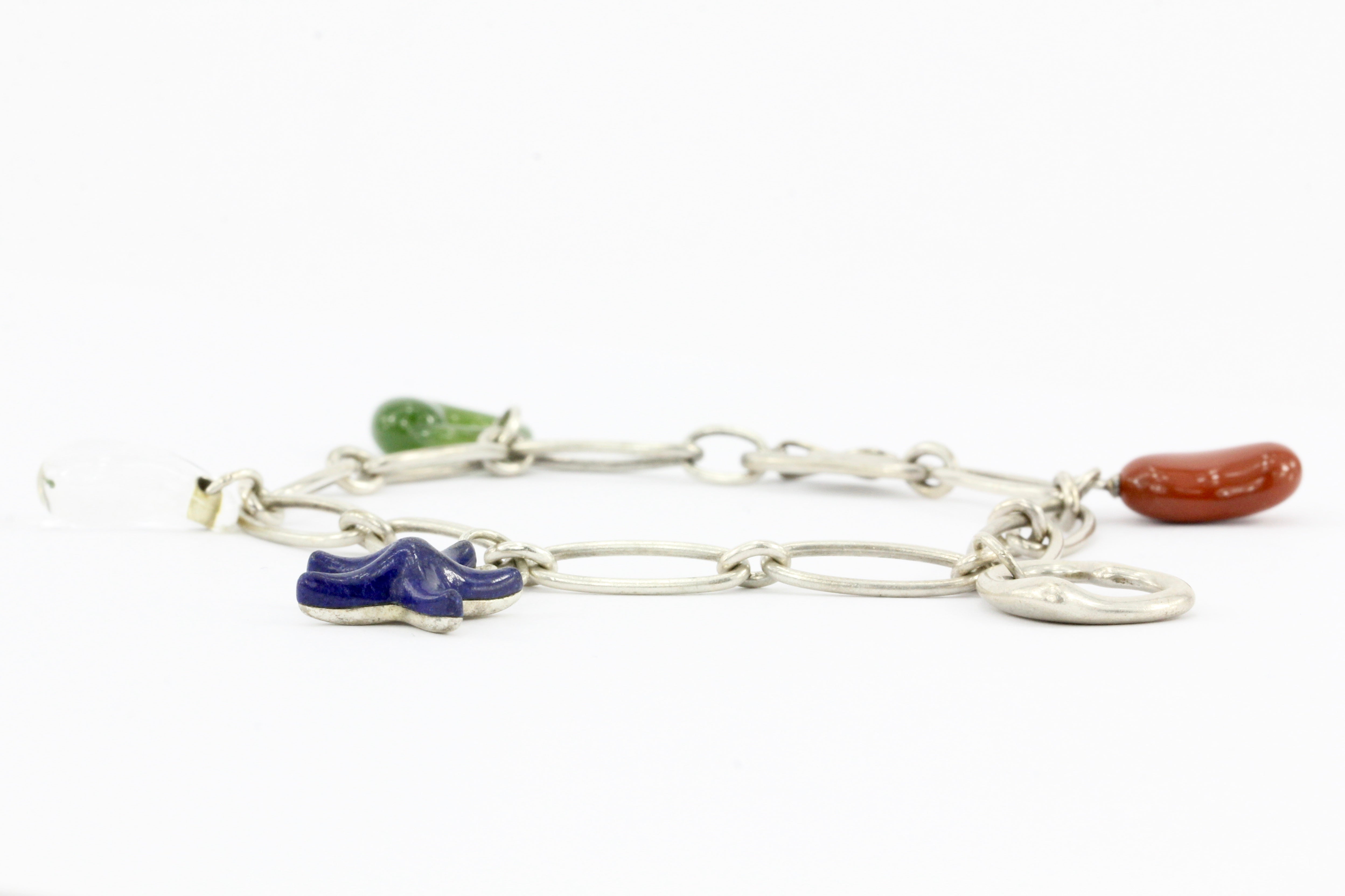 Tiffany & Co. Sterling Silver Multistage Five Charm Bracelet - Queen May