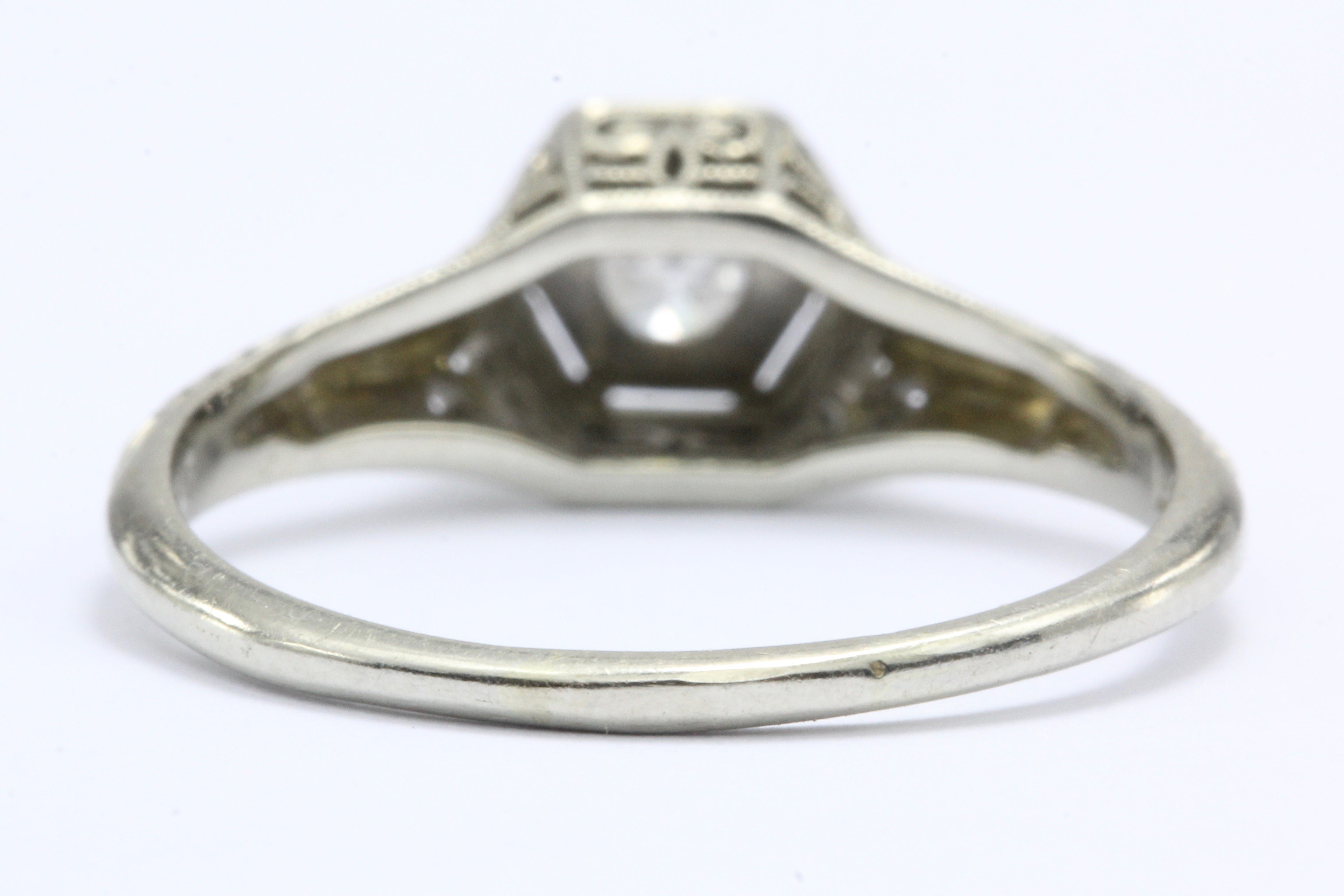 Art Deco S.Kind & Son 19K White Gold Old European Diamond Engagement Ring 1920's - Queen May