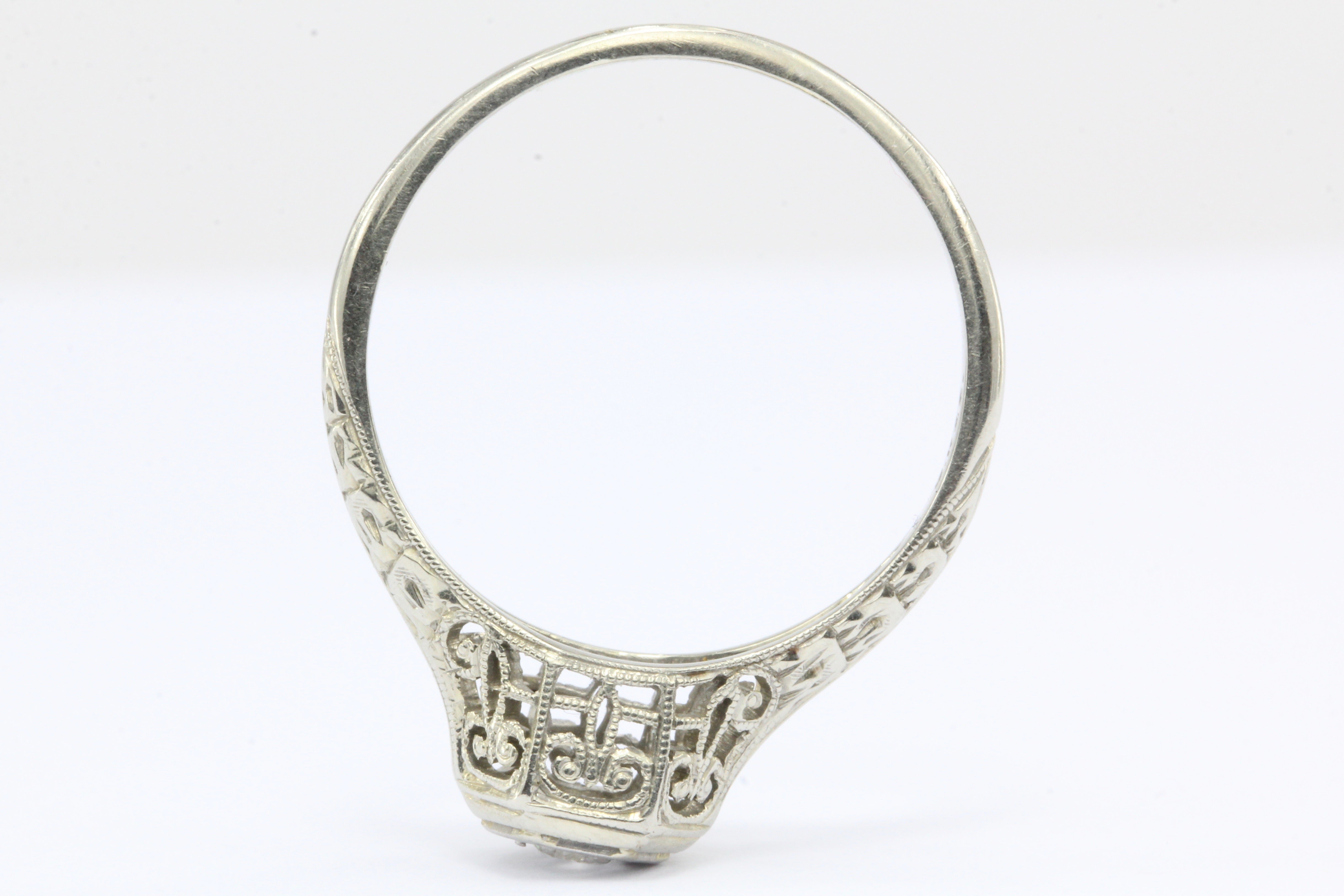 Art Deco S.Kind & Son 19K White Gold Old European Diamond Engagement Ring 1920's - Queen May