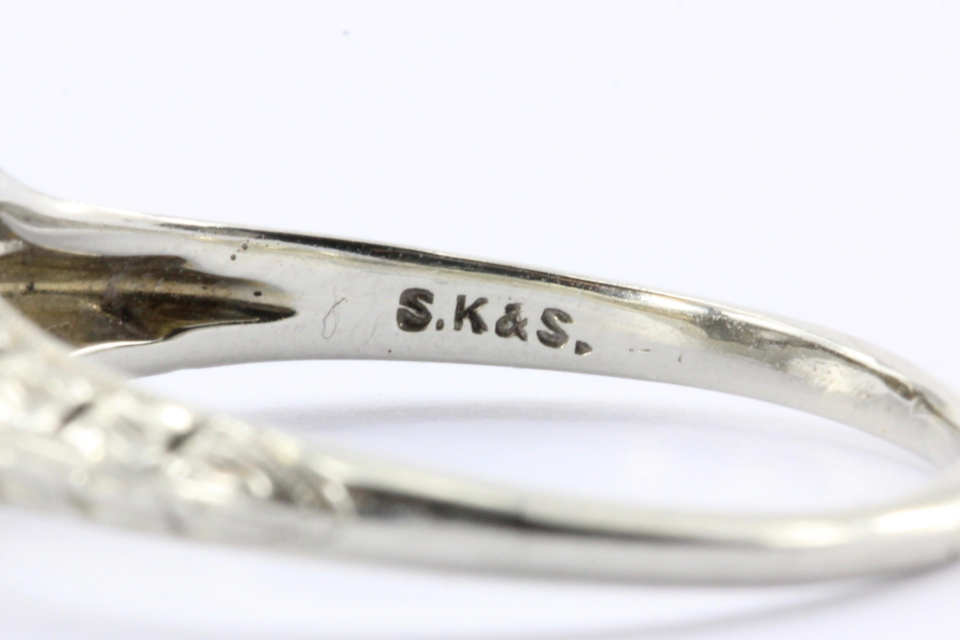 Art Deco S.Kind & Son 19K White Gold Old European Diamond Engagement Ring 1920's - Queen May