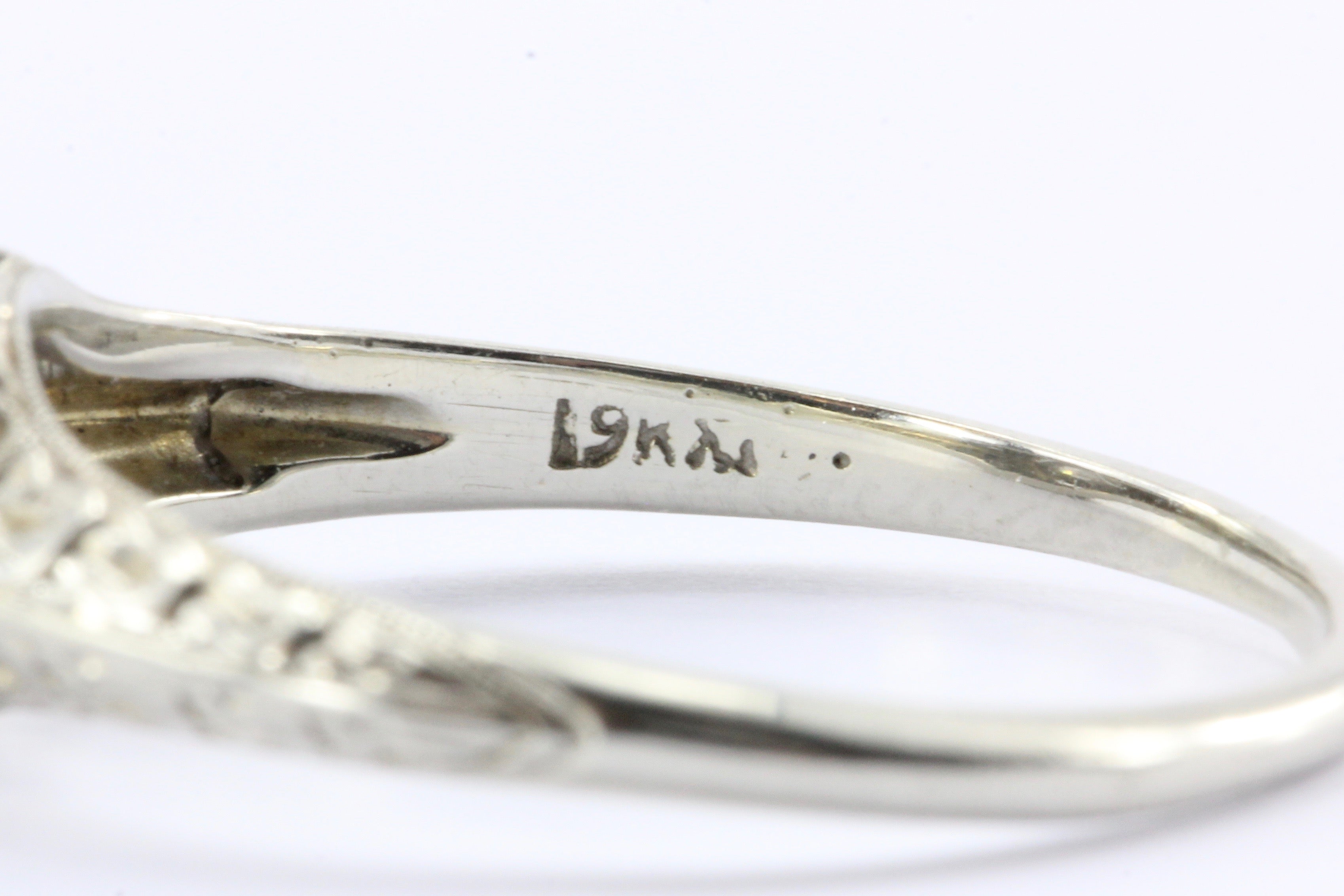 Art Deco S.Kind & Son 19K White Gold Old European Diamond Engagement Ring 1920's - Queen May