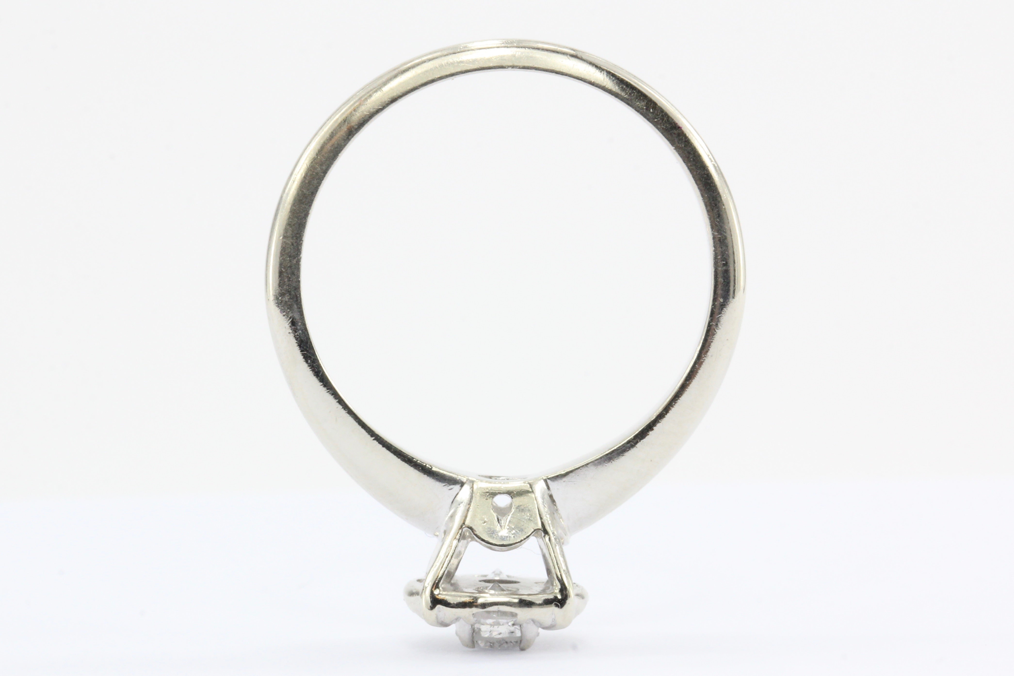 Retro 14K White Gold Diamond Cluster Engagement Ring by Fiancee c.1970 - Queen May
