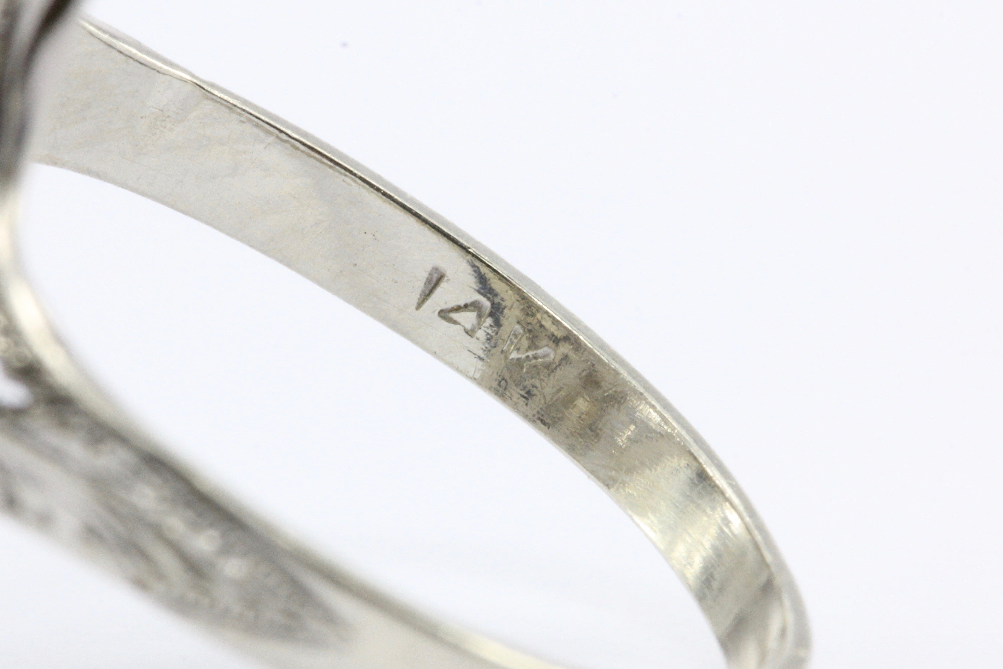 Art Deco 14K White Gold 3 Stone Old European Diamond Ring C.1920's - Queen May