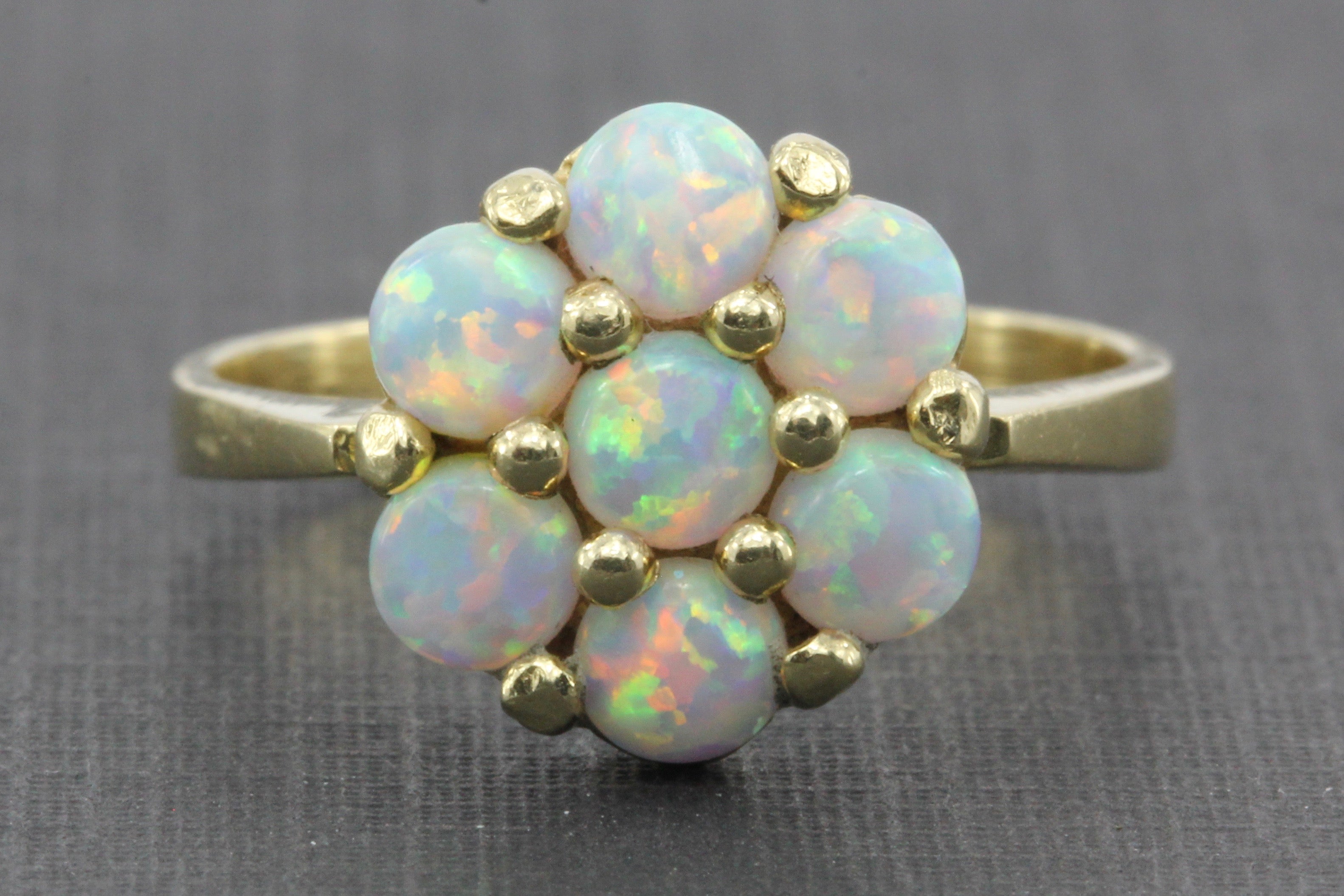 Vintage 14K Gold Opal Cluster Ring 1 CTW - Queen May