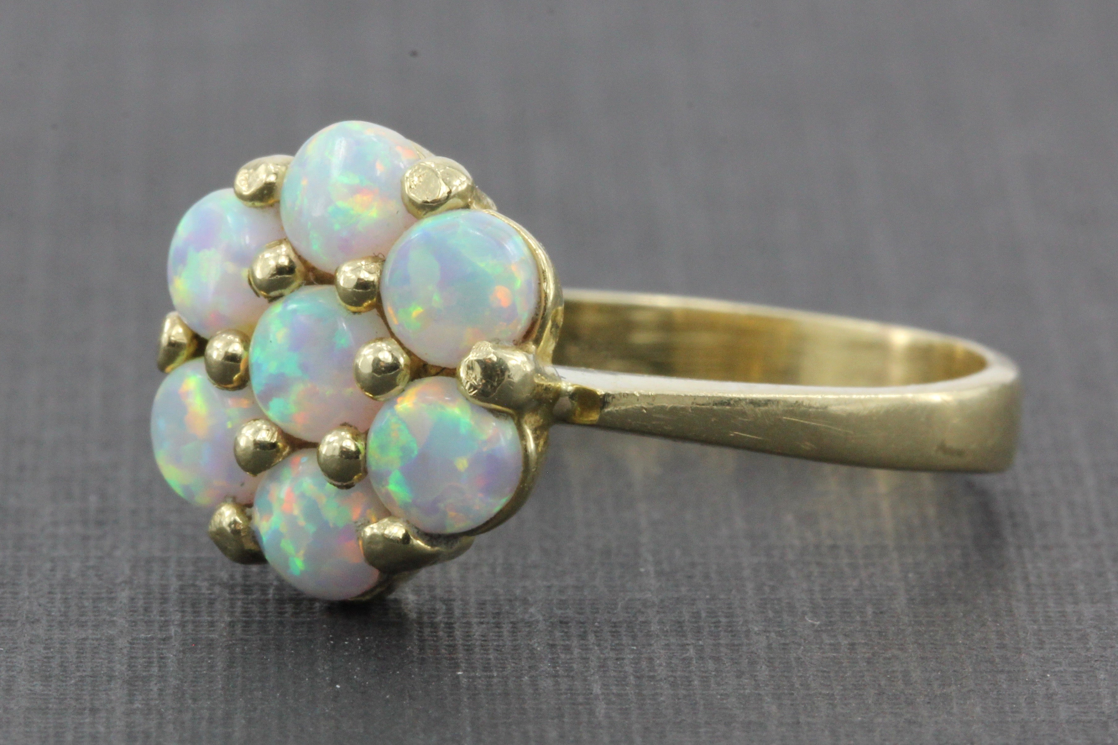 Vintage 14K Gold Opal Cluster Ring 1 CTW - Queen May