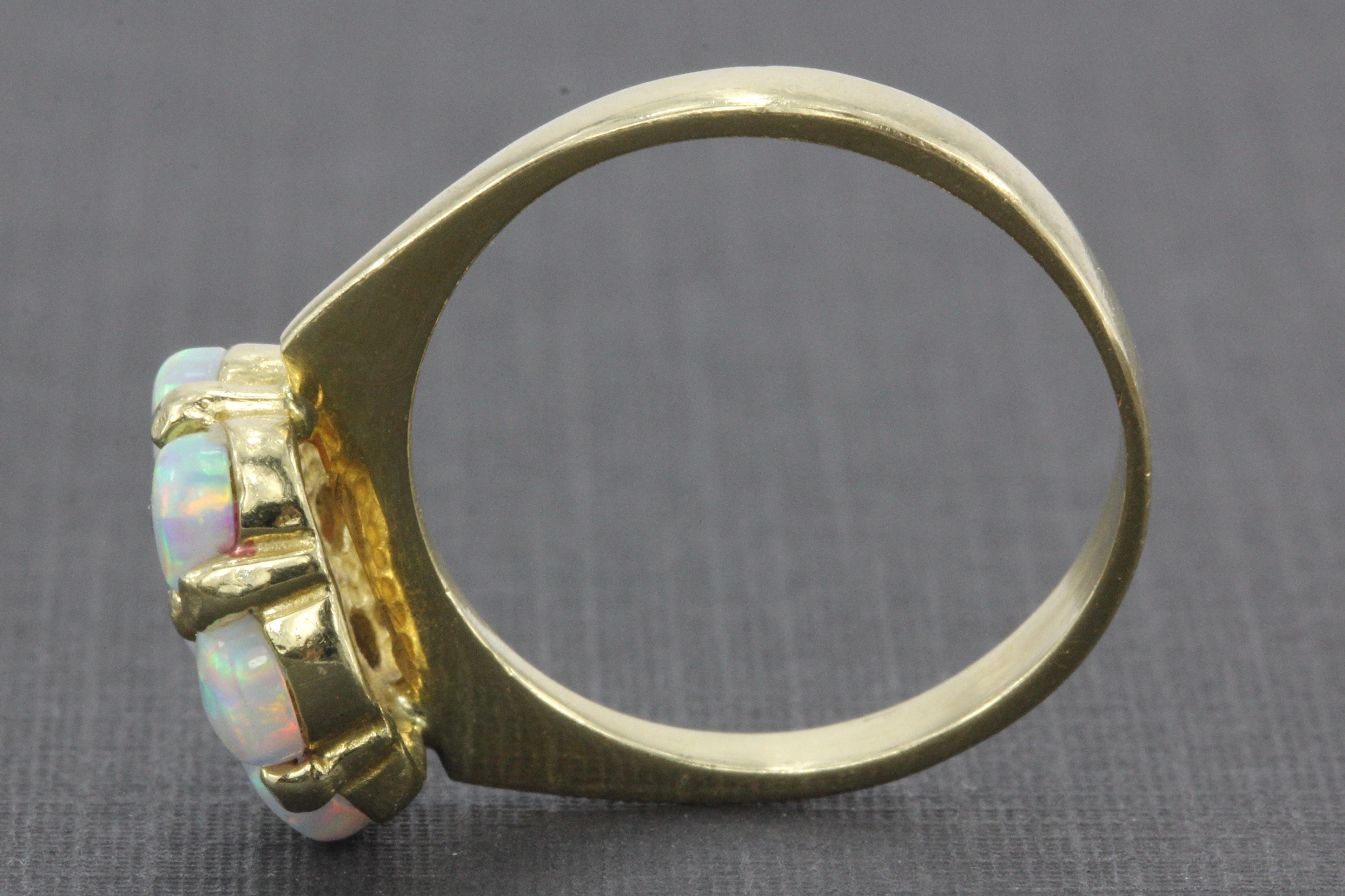 Vintage 14K Gold Opal Cluster Ring 1 CTW - Queen May