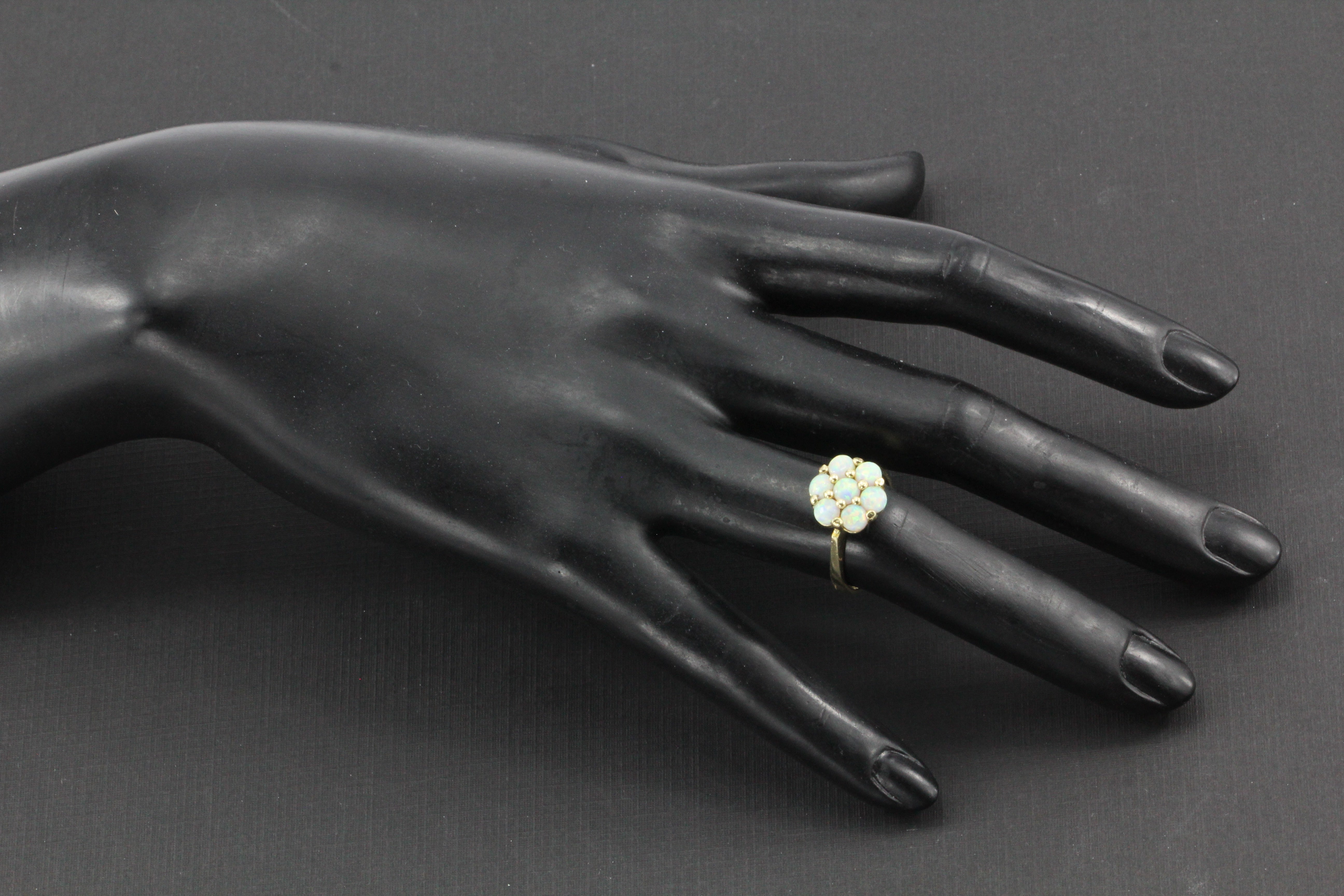 Vintage 14K Gold Opal Cluster Ring 1 CTW - Queen May