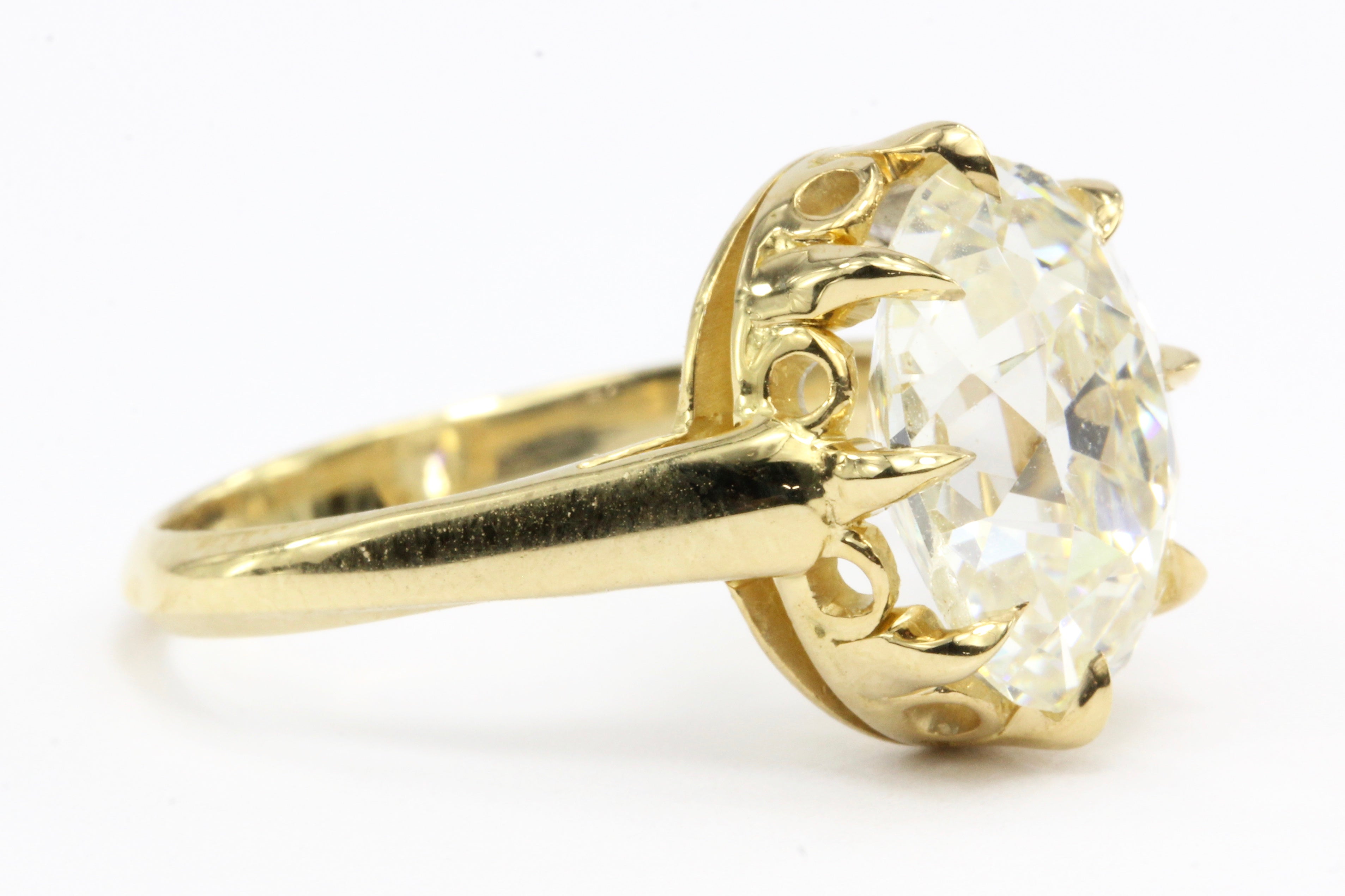 Victorian 18K 4.26CT Antique Old Mine Oval Cut French Diamond Ring - Queen May