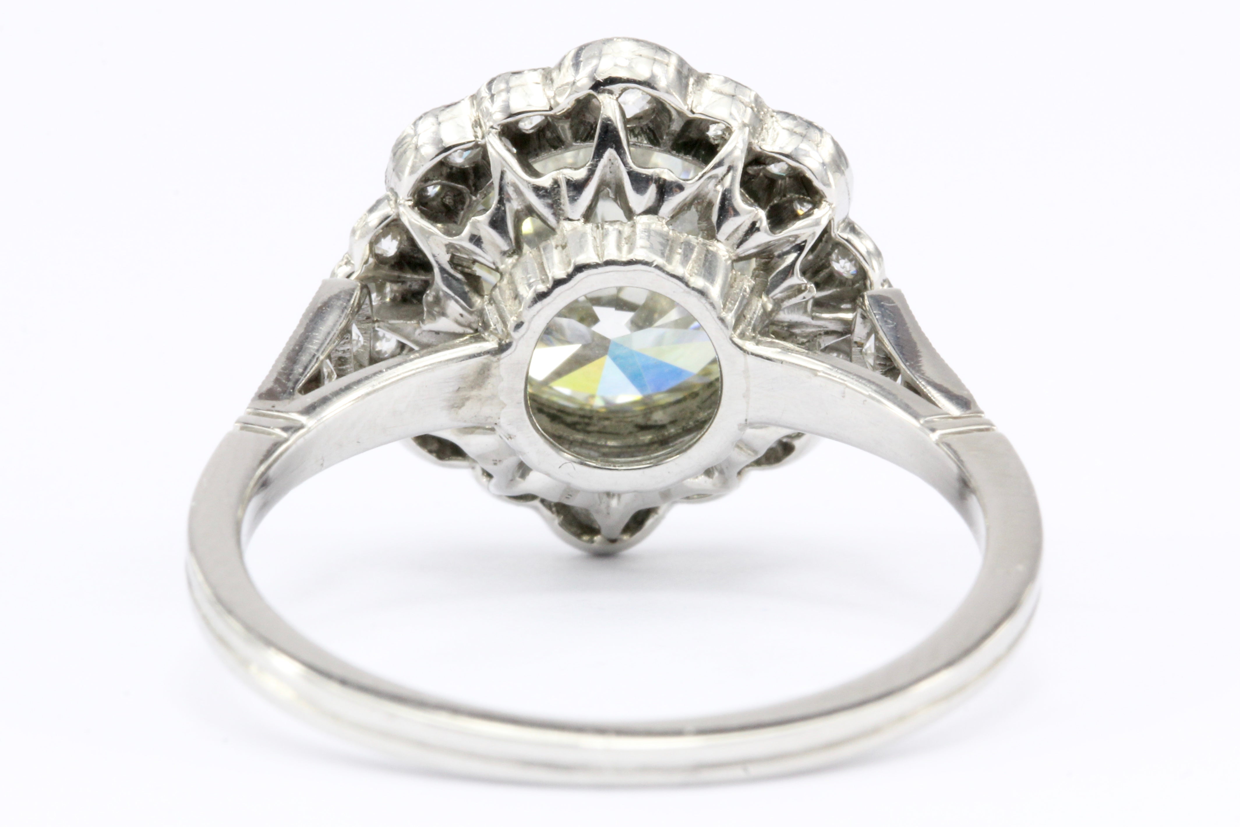 Edwardian Style Platinum 2.2 Ct Diamond Halo Engagement Ring GIA Paperwork - Queen May