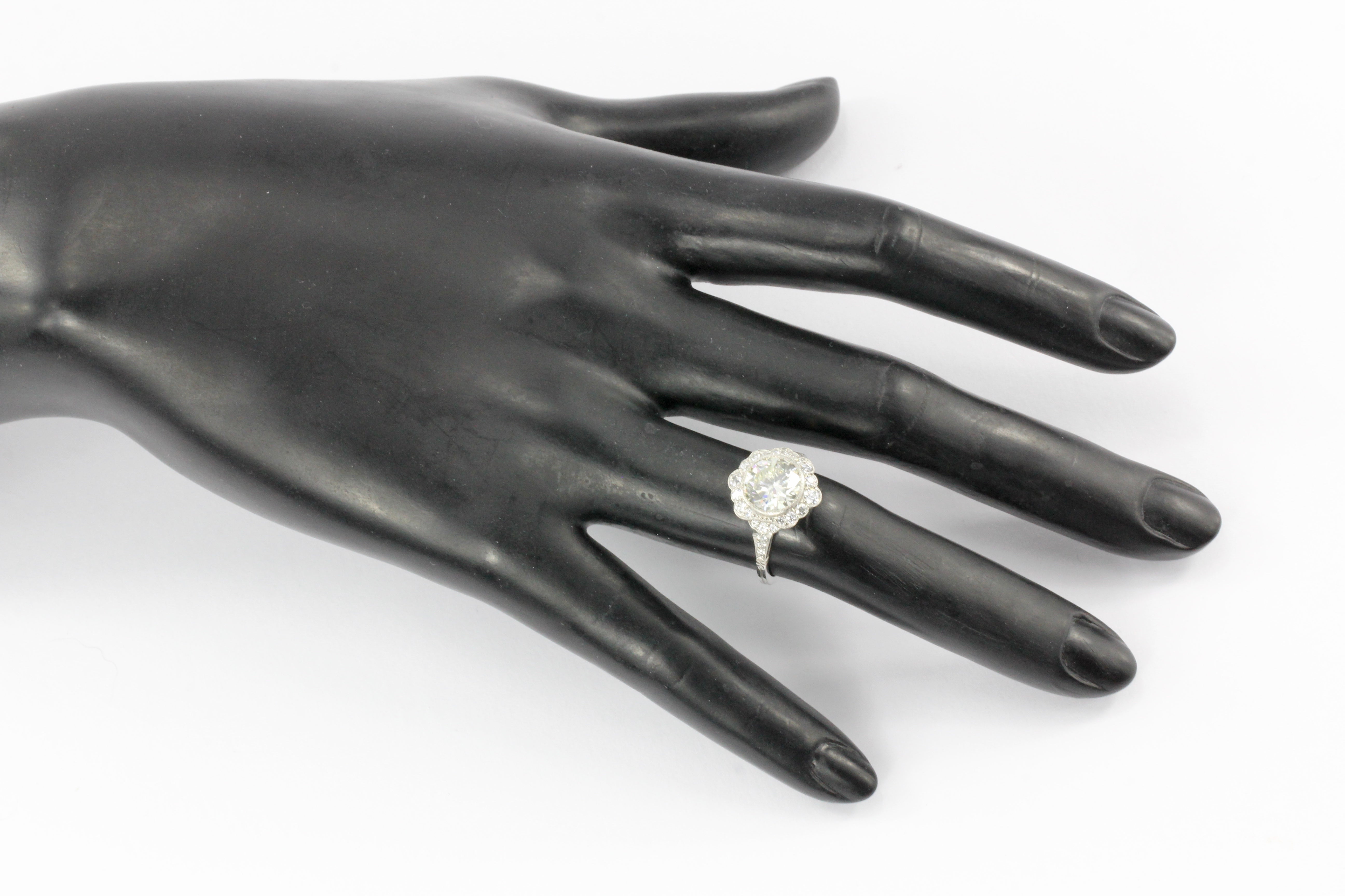 Edwardian Style Platinum 2.2 Ct Diamond Halo Engagement Ring GIA Paperwork - Queen May