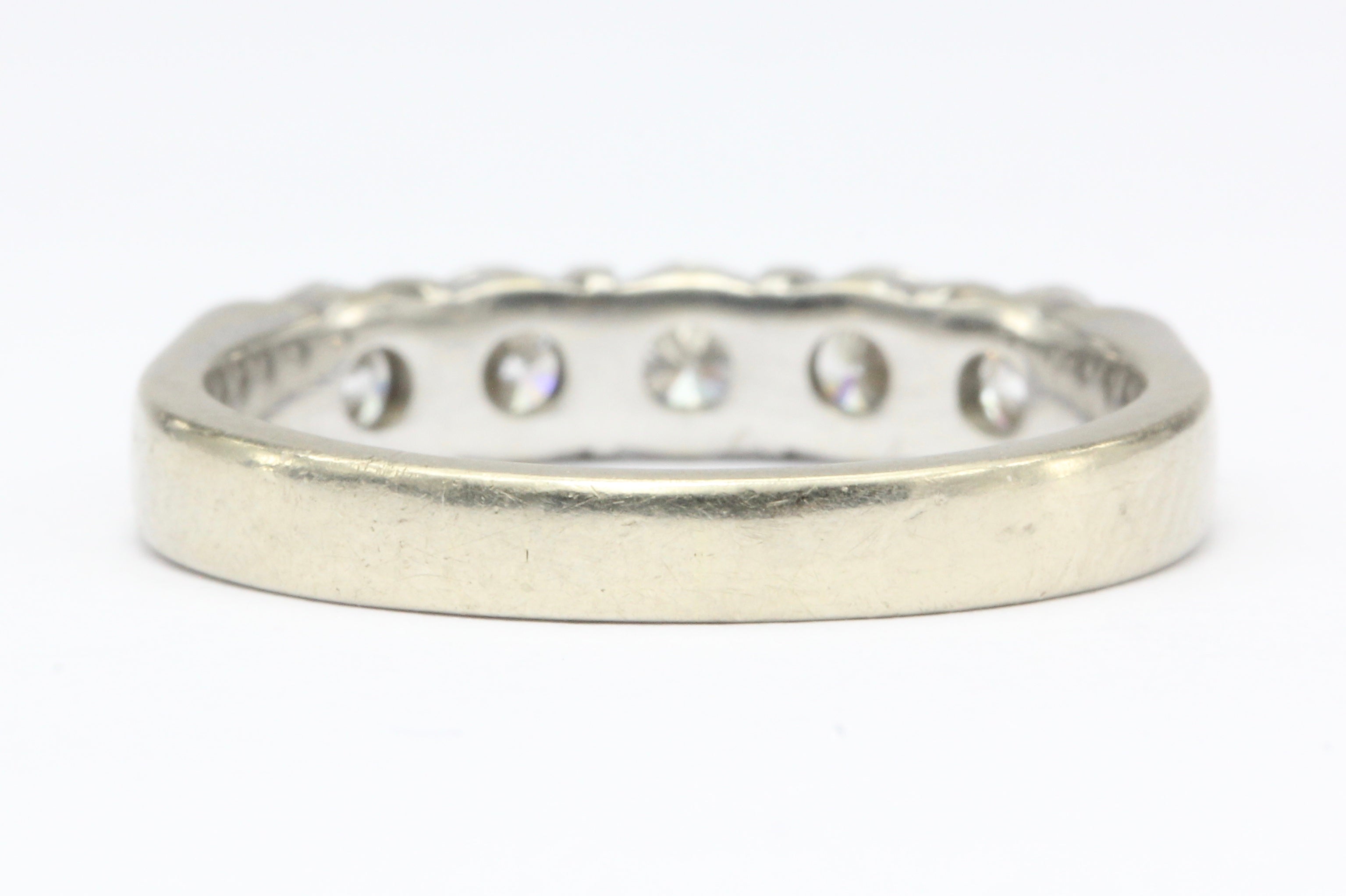 14K White Gold 5 Stone Diamond Wedding Band Size 5.75 - Queen May