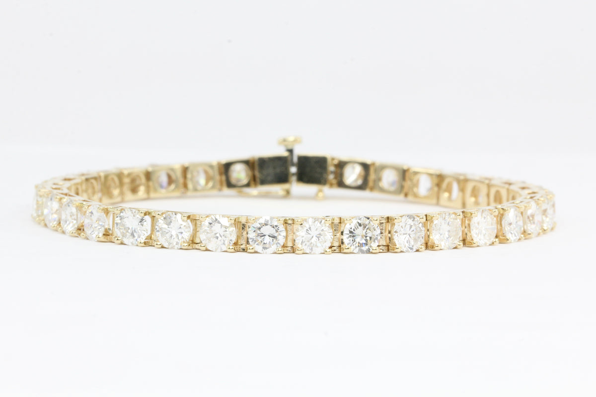14K Yellow Gold 7 CTW Diamond Tennis Bracelet - Queen May