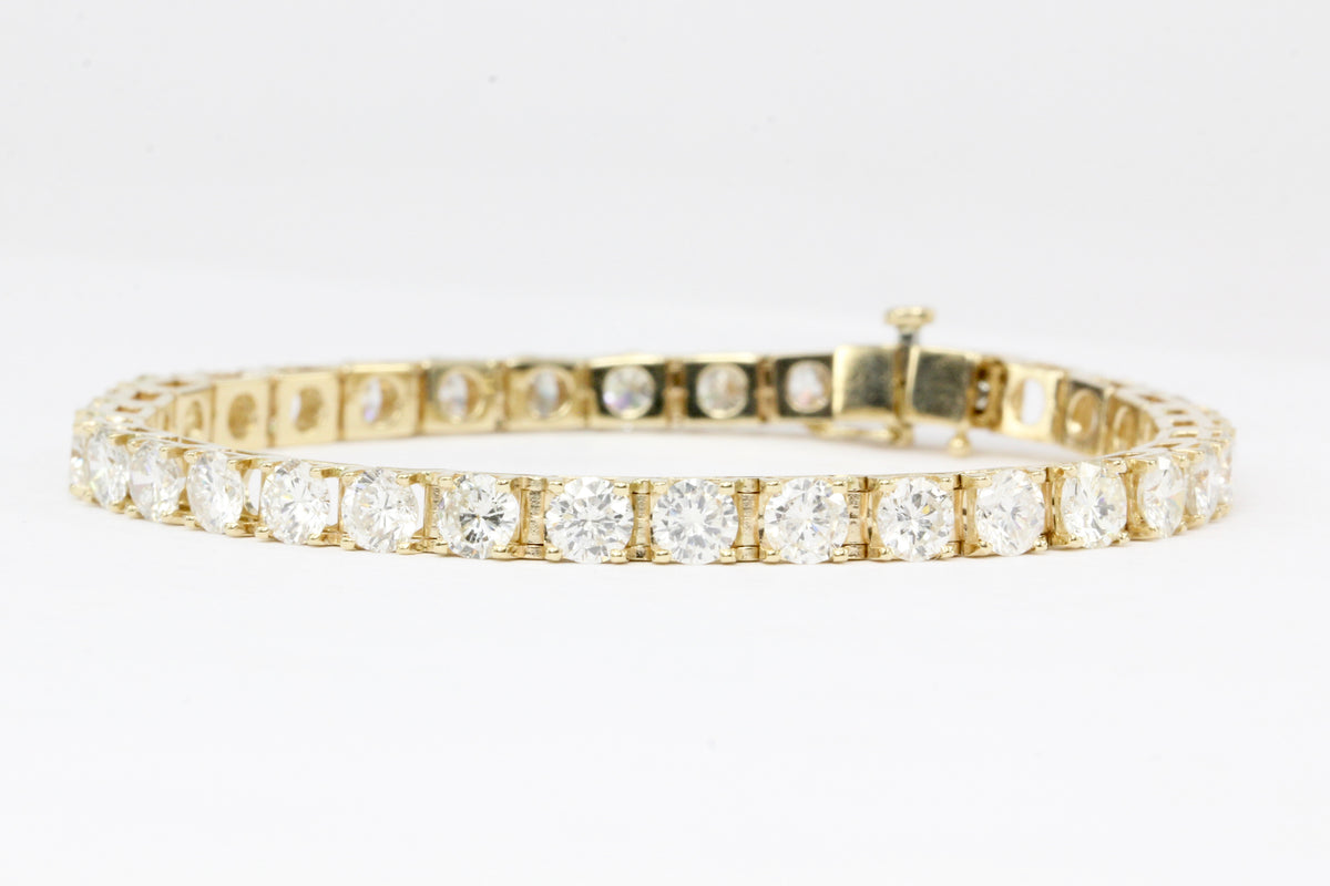 14K Yellow Gold 7 CTW Diamond Tennis Bracelet - Queen May