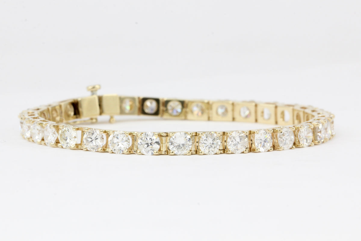 14K Yellow Gold 7 CTW Diamond Tennis Bracelet - Queen May
