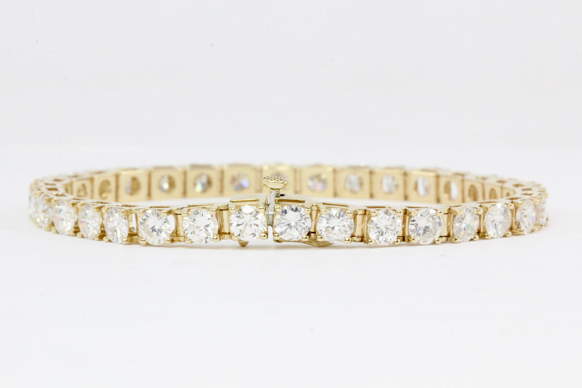 14K Yellow Gold 7 CTW Diamond Tennis Bracelet - Queen May