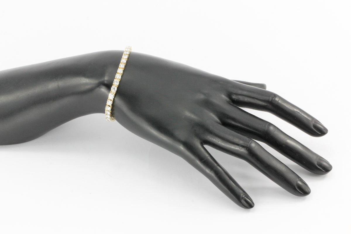 14K Yellow Gold 7 CTW Diamond Tennis Bracelet - Queen May
