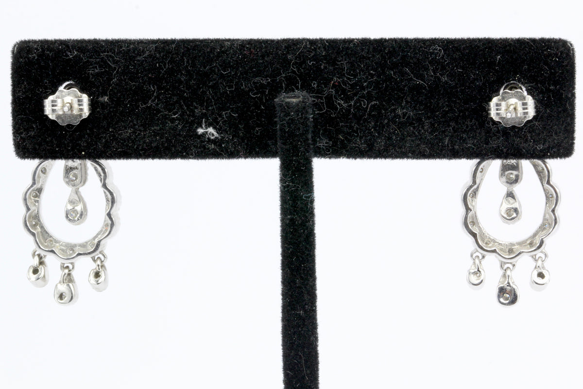 14K White Gold Diamond Chandelier Earrings - Queen May