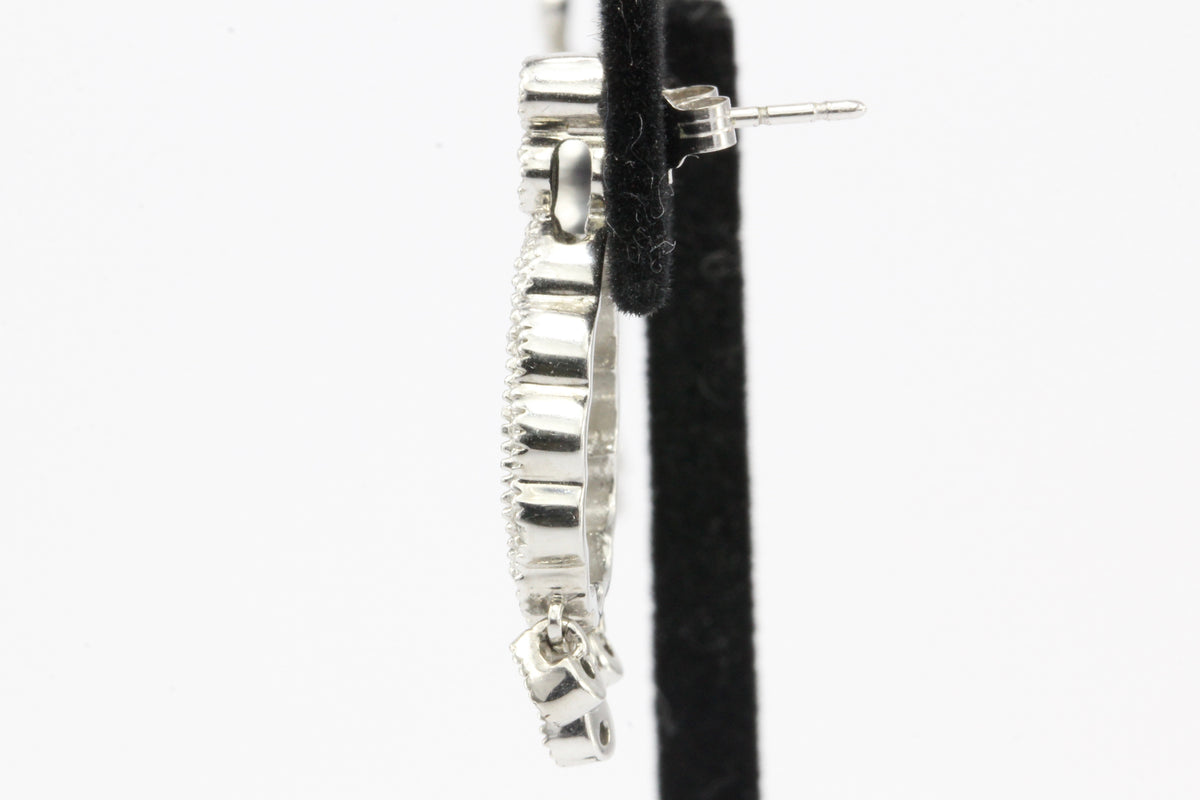 14K White Gold Diamond Chandelier Earrings - Queen May