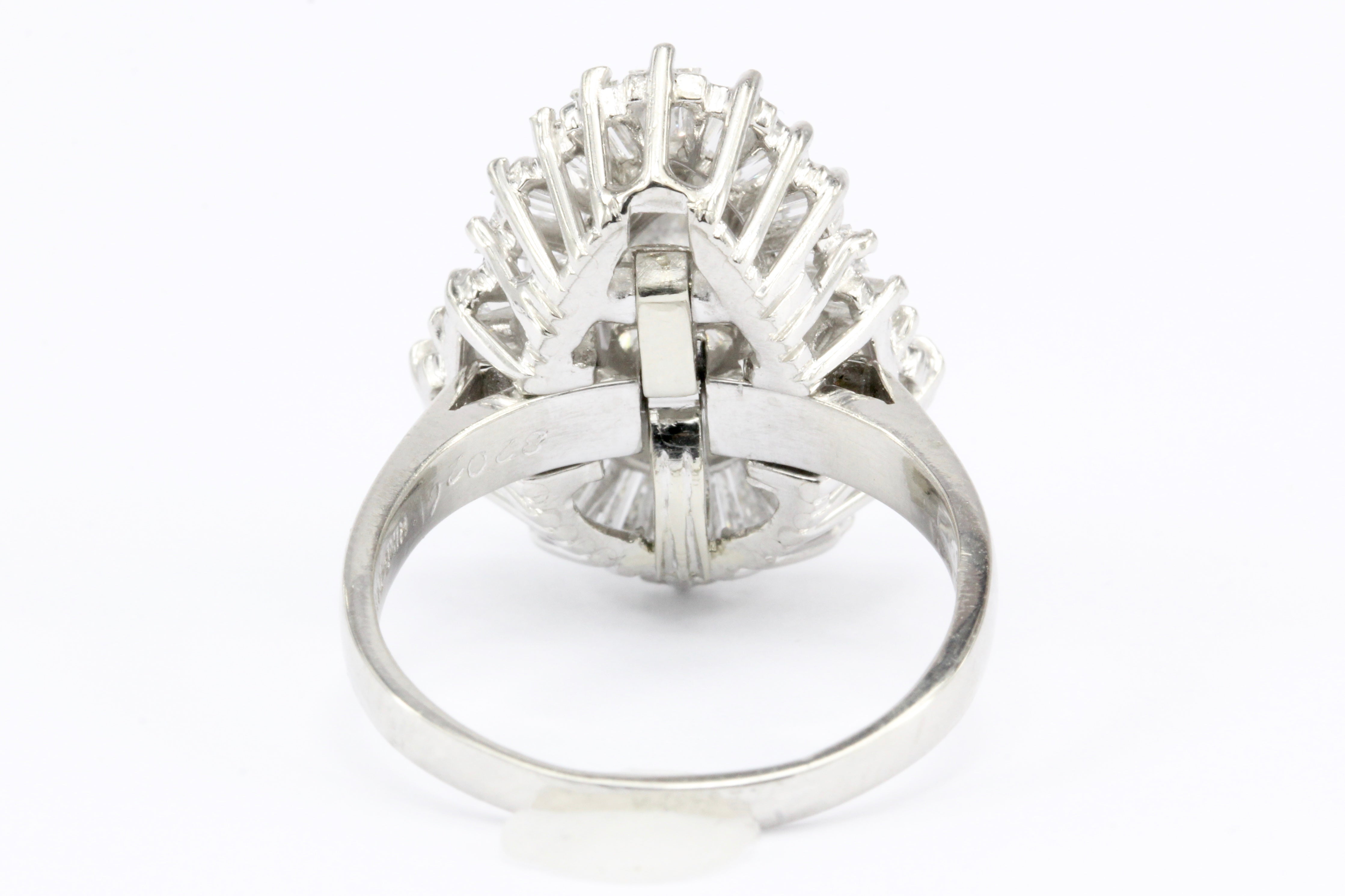 Platinum 3 CTW Diamond Convertible Ring to Pendant Size 6.75 - Queen May