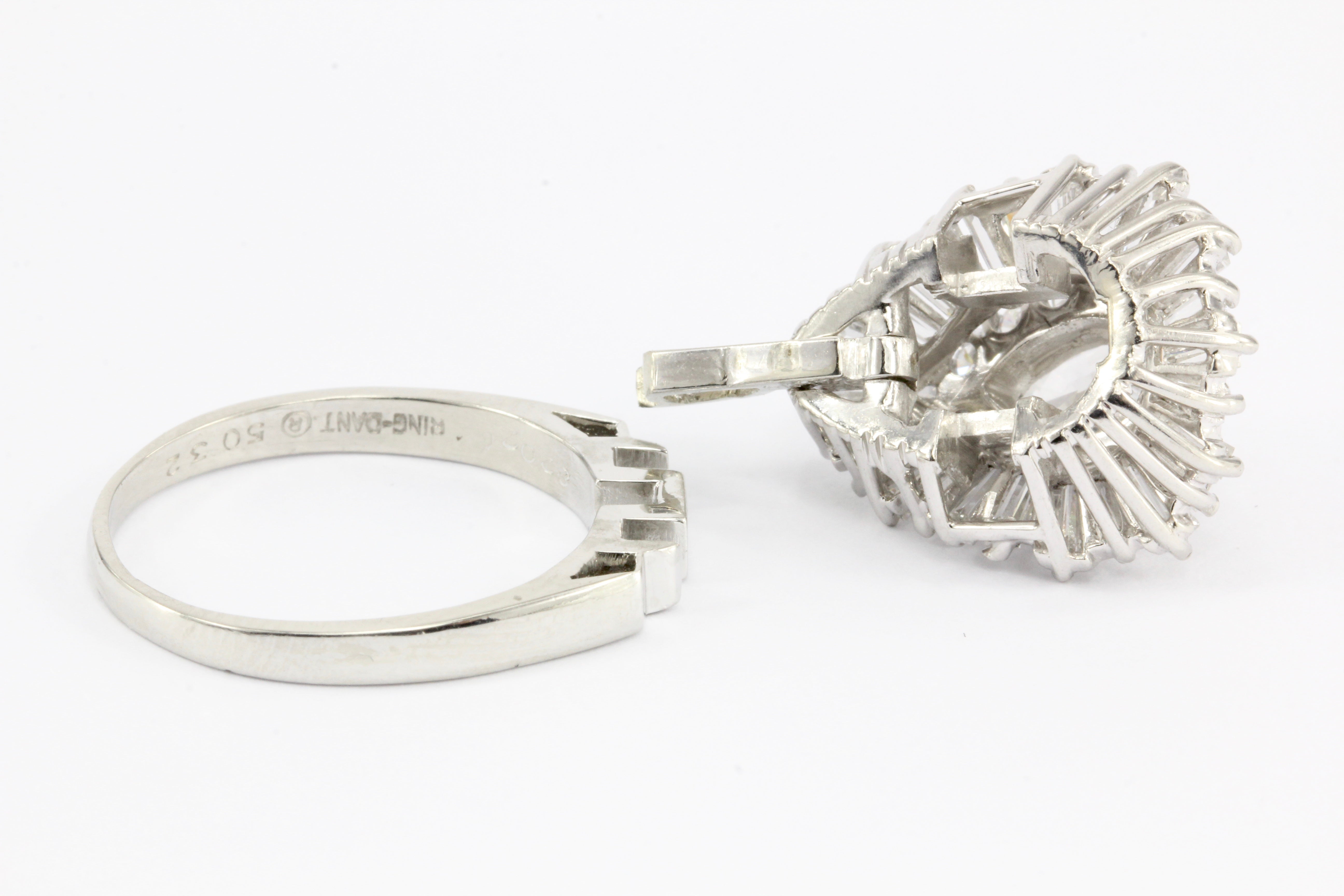 Platinum 3 CTW Diamond Convertible Ring to Pendant Size 6.75 - Queen May