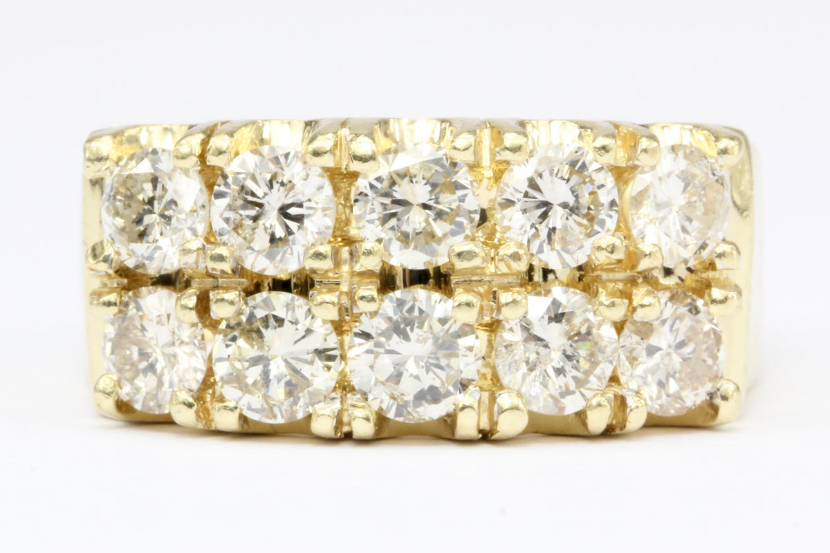 14K Yellow Gold Double Row Diamond Half Band Size 6.5 - Queen May