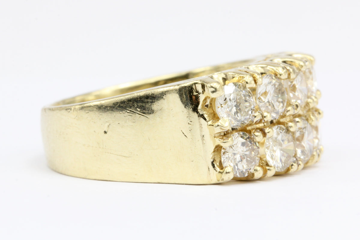 14K Yellow Gold Double Row Diamond Half Band Size 6.5 - Queen May