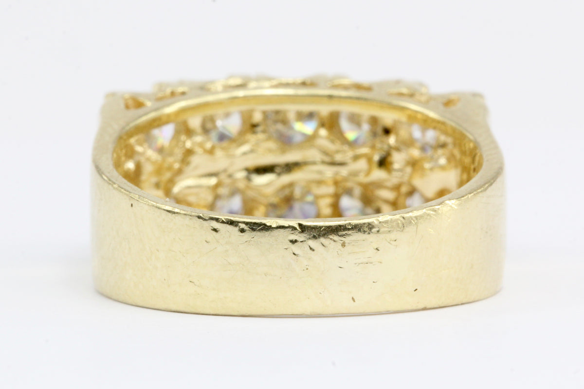 14K Yellow Gold Double Row Diamond Half Band Size 6.5 - Queen May